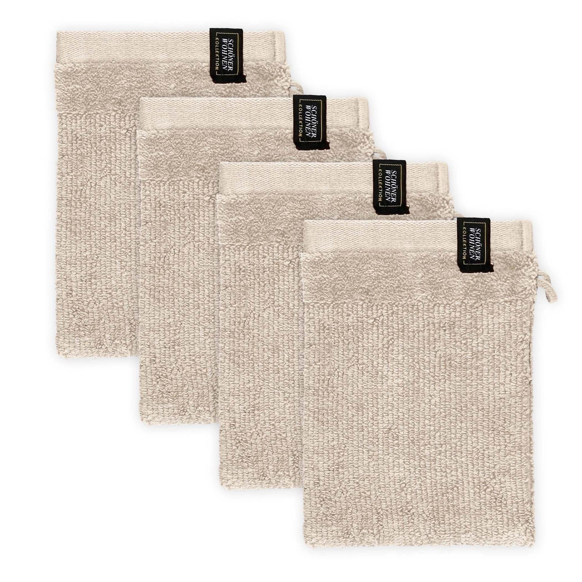 SCHÖNER WOHNEN-Kollektion Waschhandschuh SENSE Waschhandschuh, Baumwolle (Spar-Set, 4-St), 16 x 21 cm in Beige