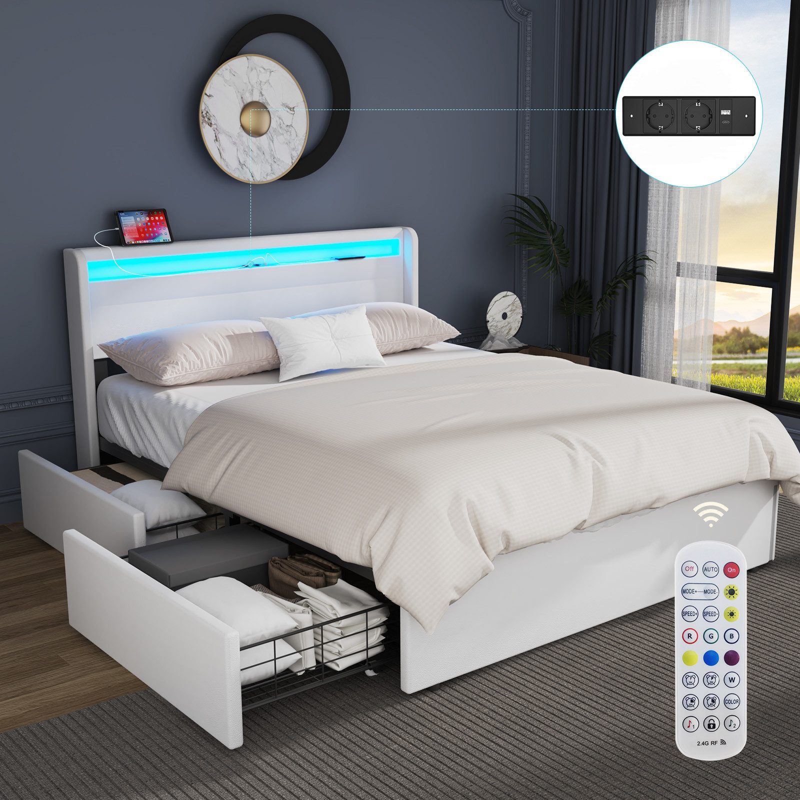 oyajia Polsterbett 140×200cm 160×200cm Stauraumbett mit günstig online kaufen