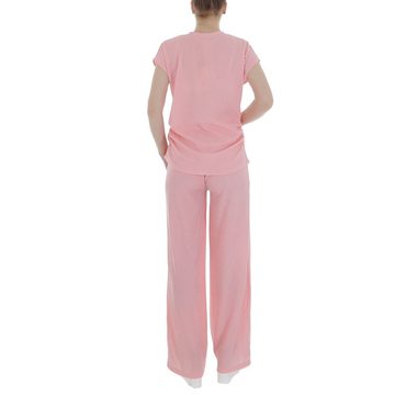 Ital-Design Freizeitanzug Damen Elegant Marlene-Hose (86365137), Stretch Zweiteiler in Rosa