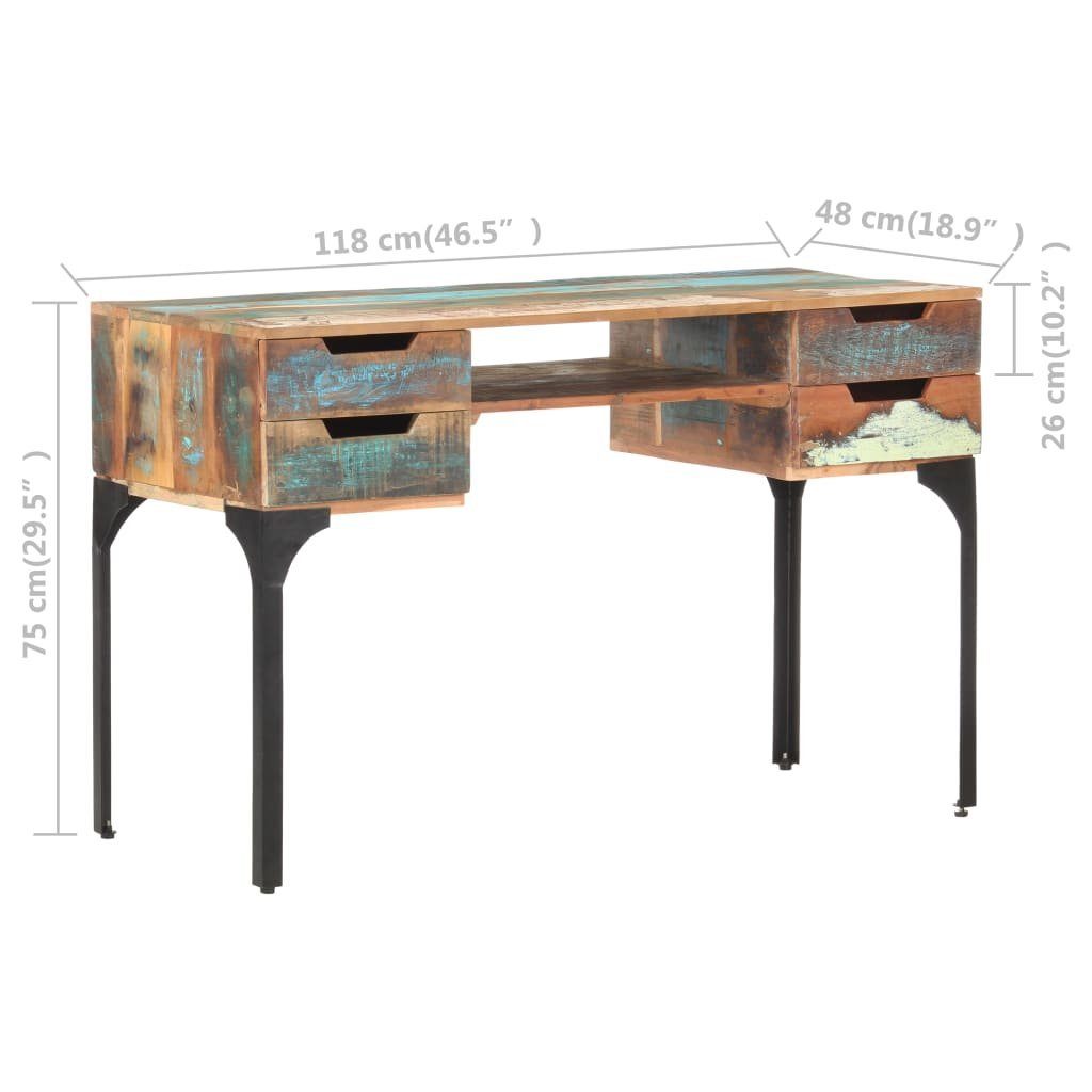 furnicato Schreibtisch 118x48x75 cm Recyceltes Massivholz