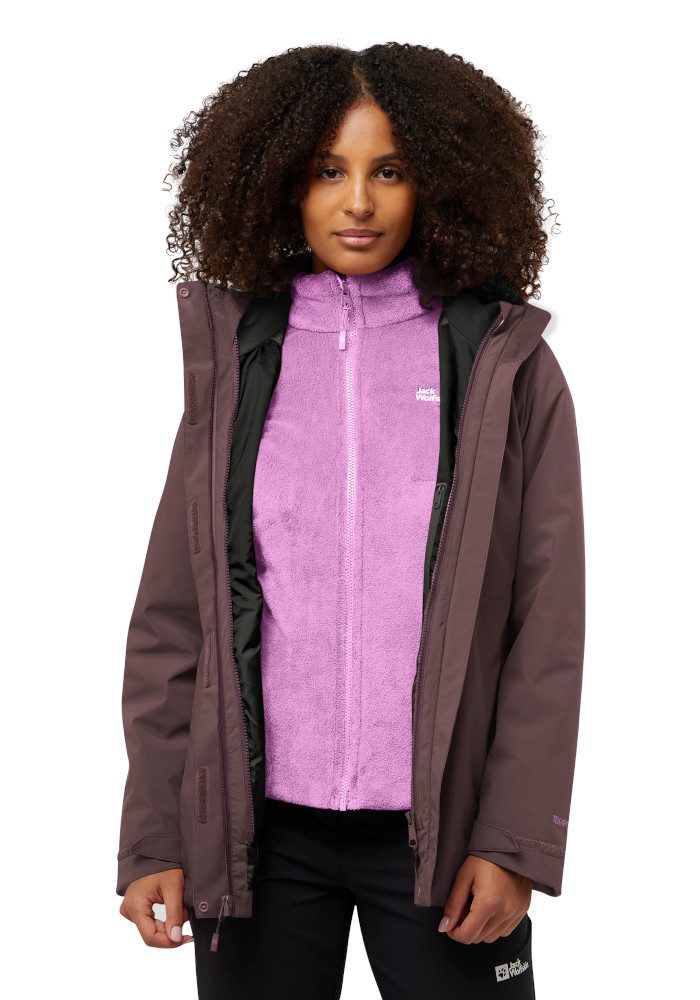 Jack Wolfskin 3-in-1-Funktionsmantel ROTWAND 3IN1 JKT W wasserdichte Außenjacke, wärmende Innenjacke