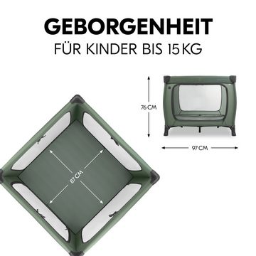 Hauck Baby-Reisebett Sleep N Play SQ, Set dark green, inklusive Schaumstoff-Matratze