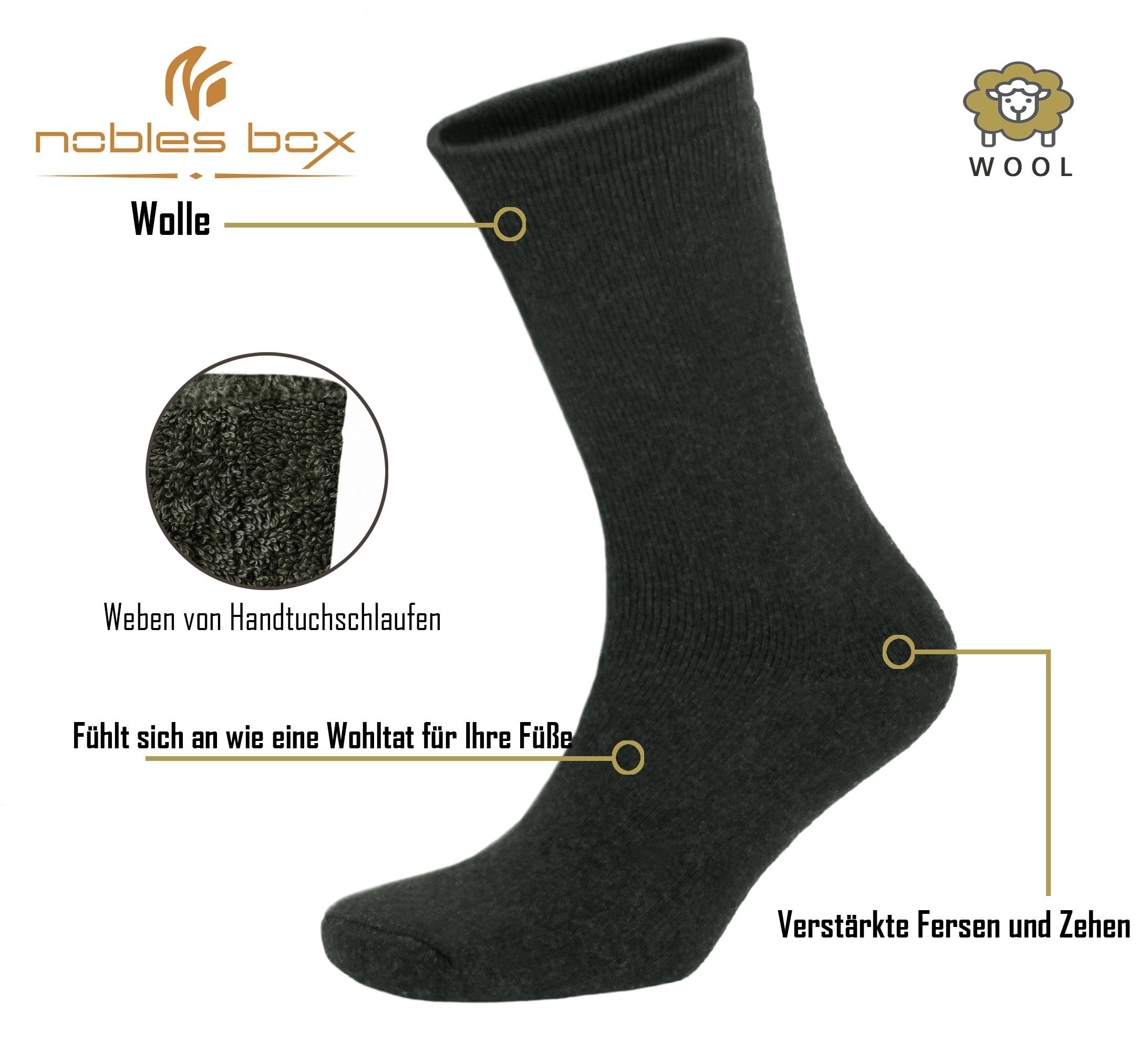 Socken, Asorti-7 Arbeitssocken Herren Warme Wollsocken NoblesBox Größe) Herren 40-44 (Beutel, 2-Paar, Herren Norwegersocken EU