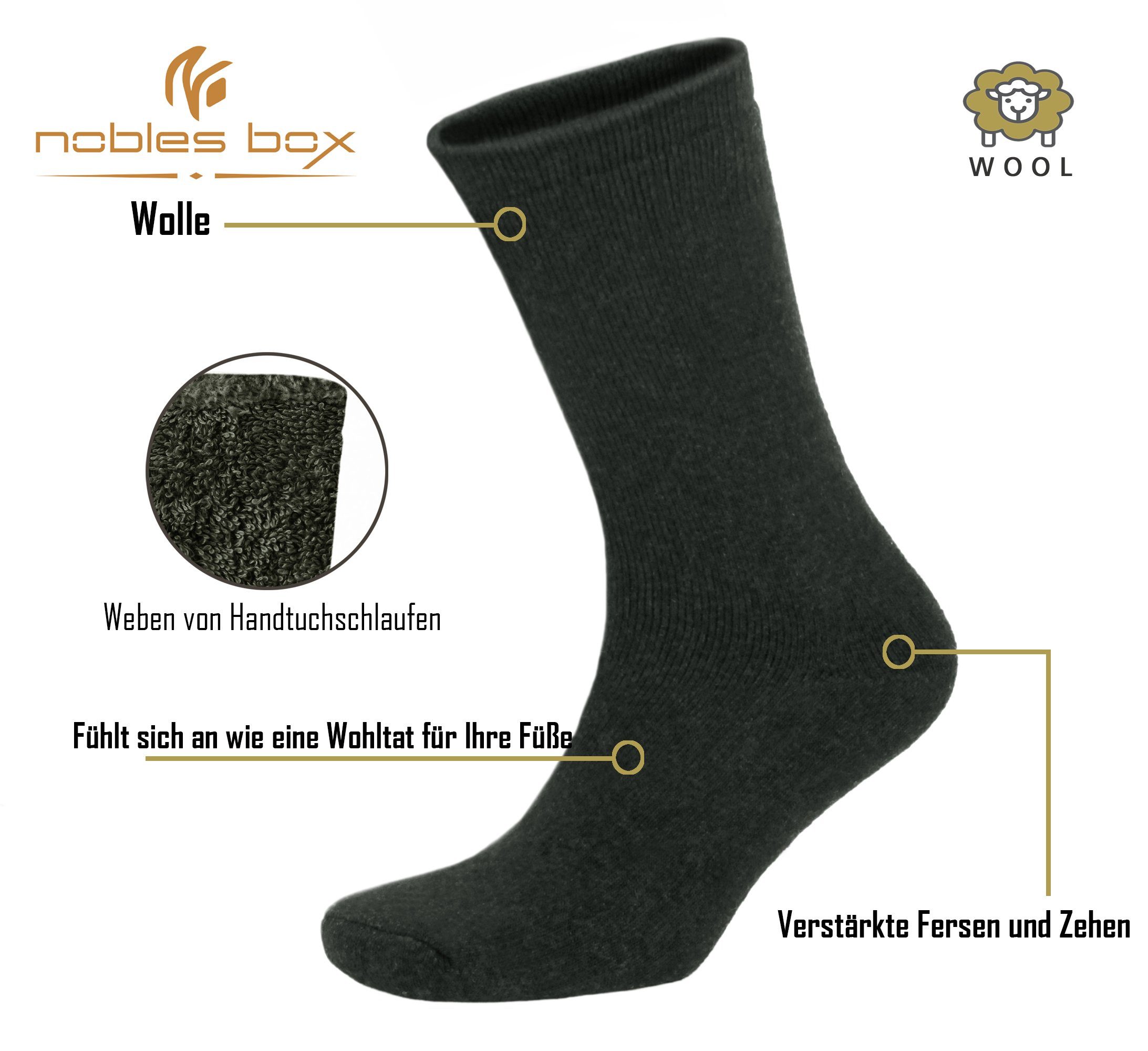 NoblesBox Norwegersocken Herren Wollsocken (Beutel, 2-Paar, 40-44 EU Größe) günstig online kaufen