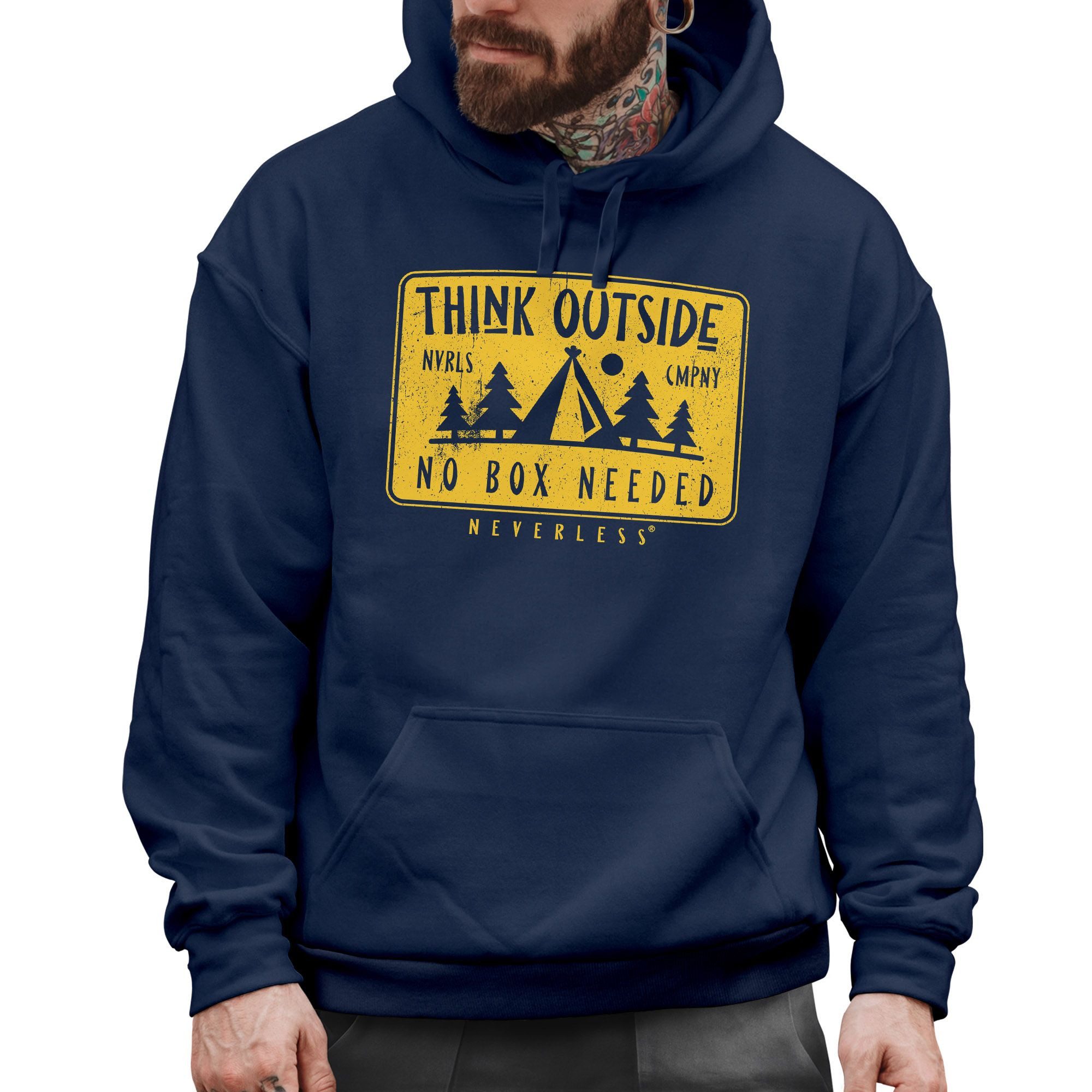 Neverless Hoodie Hoodie Herren Statement Print Think Outside Outdoor Kapuzen-Pullover