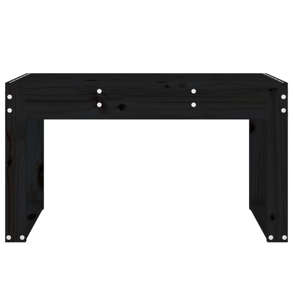 furnicato Gartenbank aus massivem Kiefernholz 80 x 38 x 45 cm Schwarz, Stabile Sitzbank mit Latten-Design und Belastbarkeit bis zu 110 kg