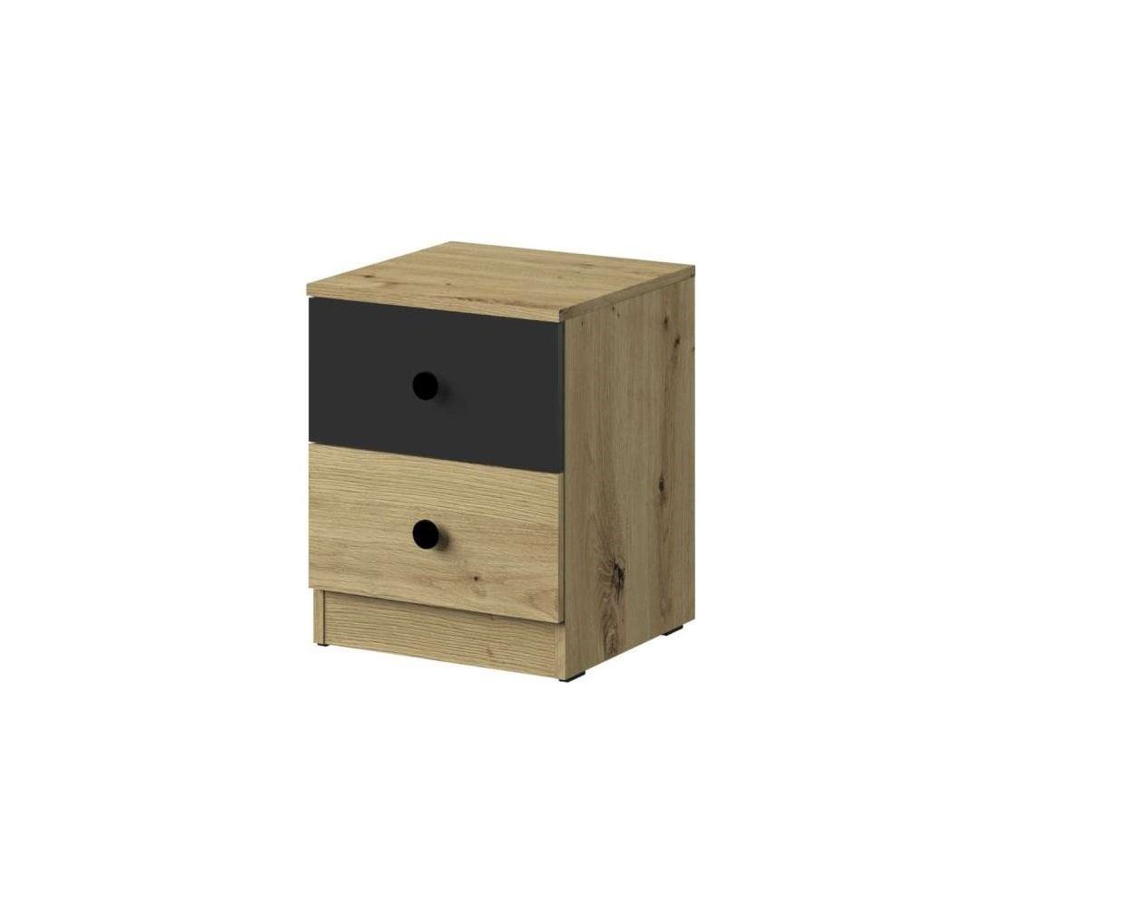 Stylefy Container Narin (Container, Schreibtisch-Unterschrank) mit Schubladen, Vollauszug, Design Modern, für Jugend Eiche Artisan Dekor - Weiß Matt - Schwarz Matt