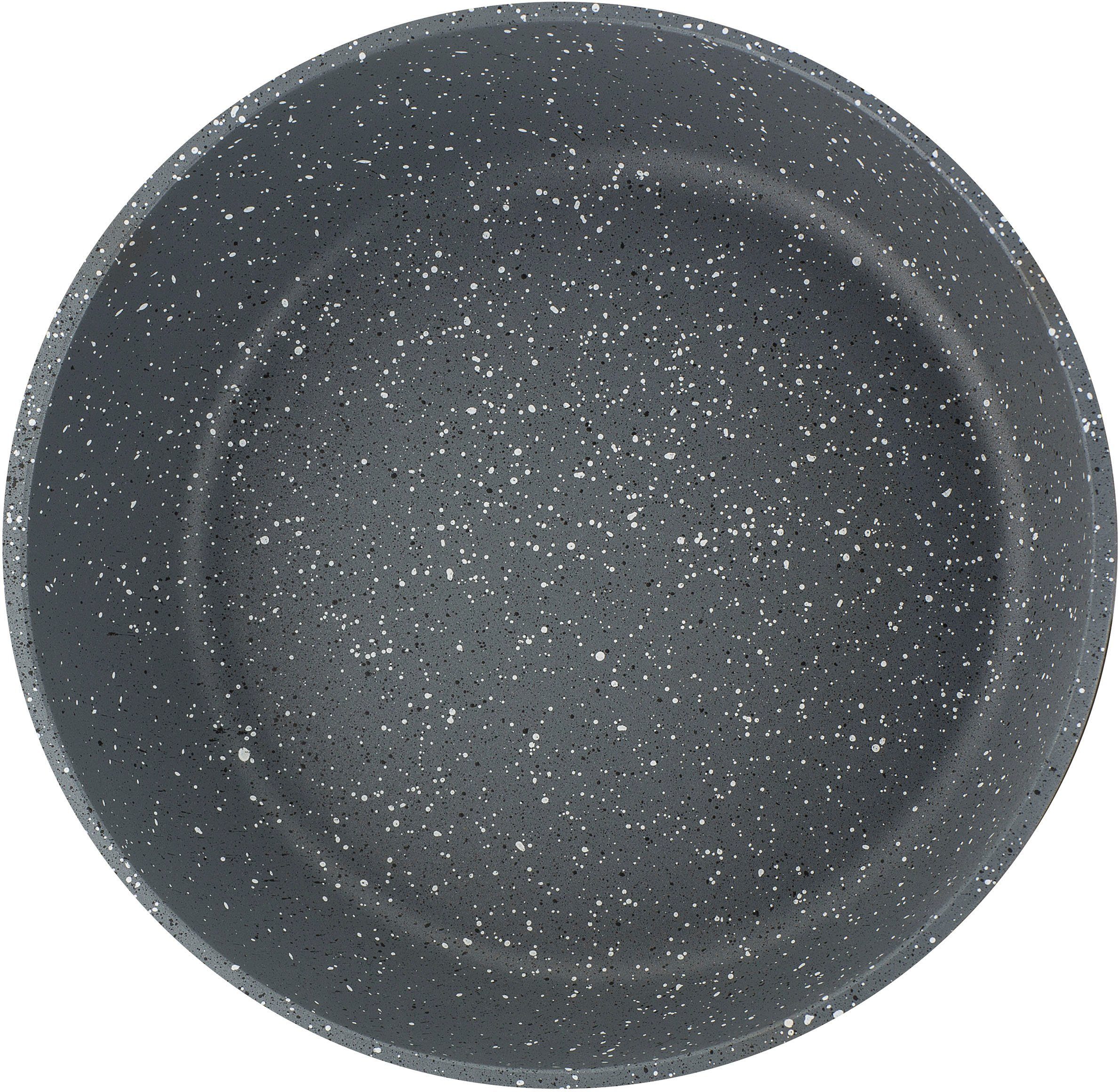 GSW Pfannen-Set Gourmet Granit, Aluminiumguss (Set, 5-tlg., 1x Servierpfanne mit Glasdeckel 24cm, 28cm, Servierzange), Aluminium-Guss, VITAFLON® GRANIT Antihaft-Versiegelung, Induktion