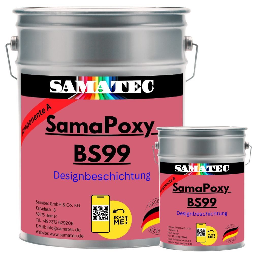Samatec Harzfarbe Bodenbeschichtung Bodenfarbe Garagenfarbe BS99 Designboden 2K, individuelles Design, hochbelastbar, weichmacherbeständig