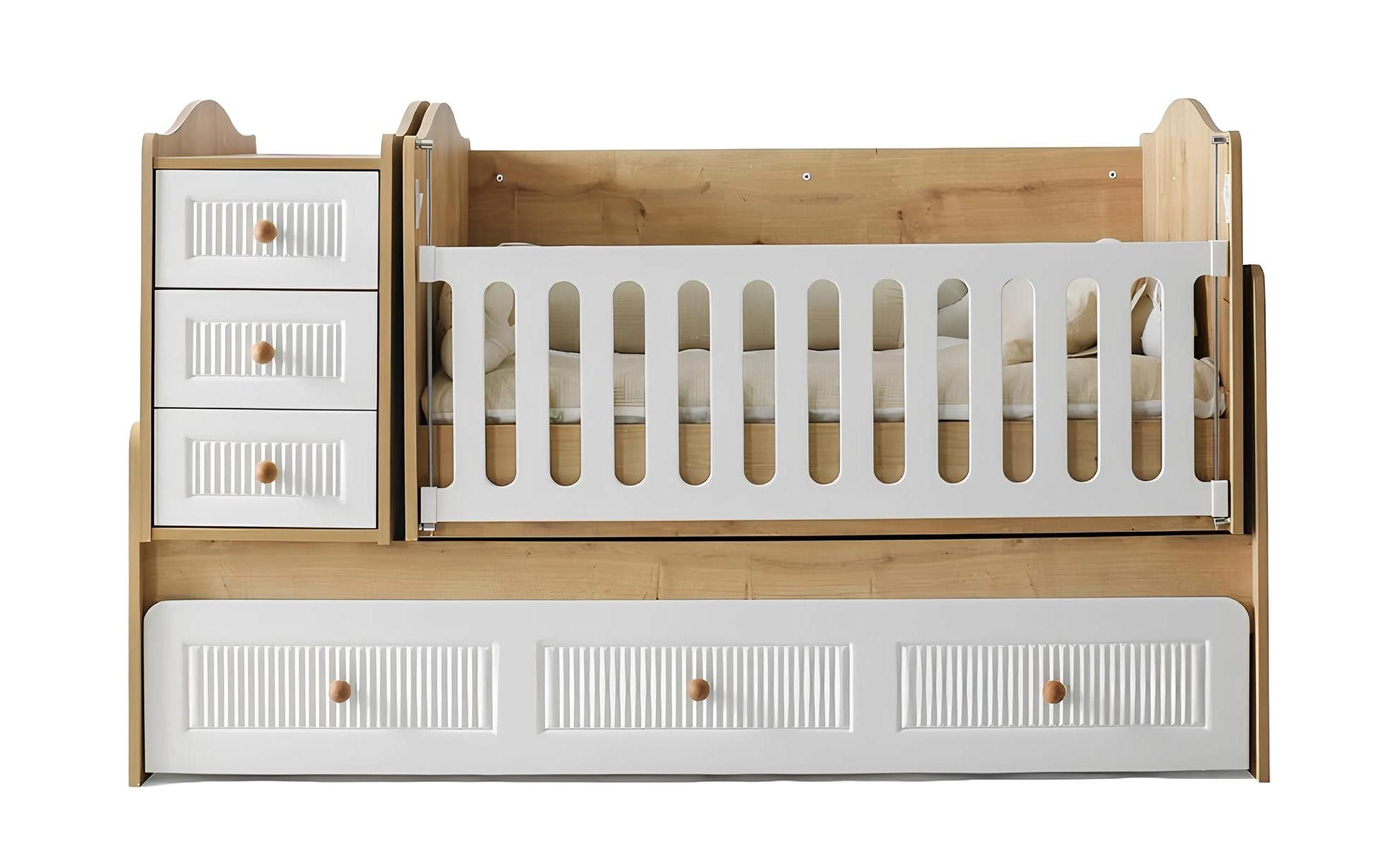 Xlmoebel Kinderbett Elegantes Kinderbett aus hellem Holz mit luxuriösem Bettrahmen - (Kinderbett), Hergestellt in Europa