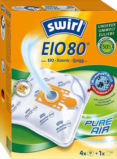 Swirl Staubsaugerbeutel EIO 80 für EIO, Koenic und Quigg, 4er- Pack
