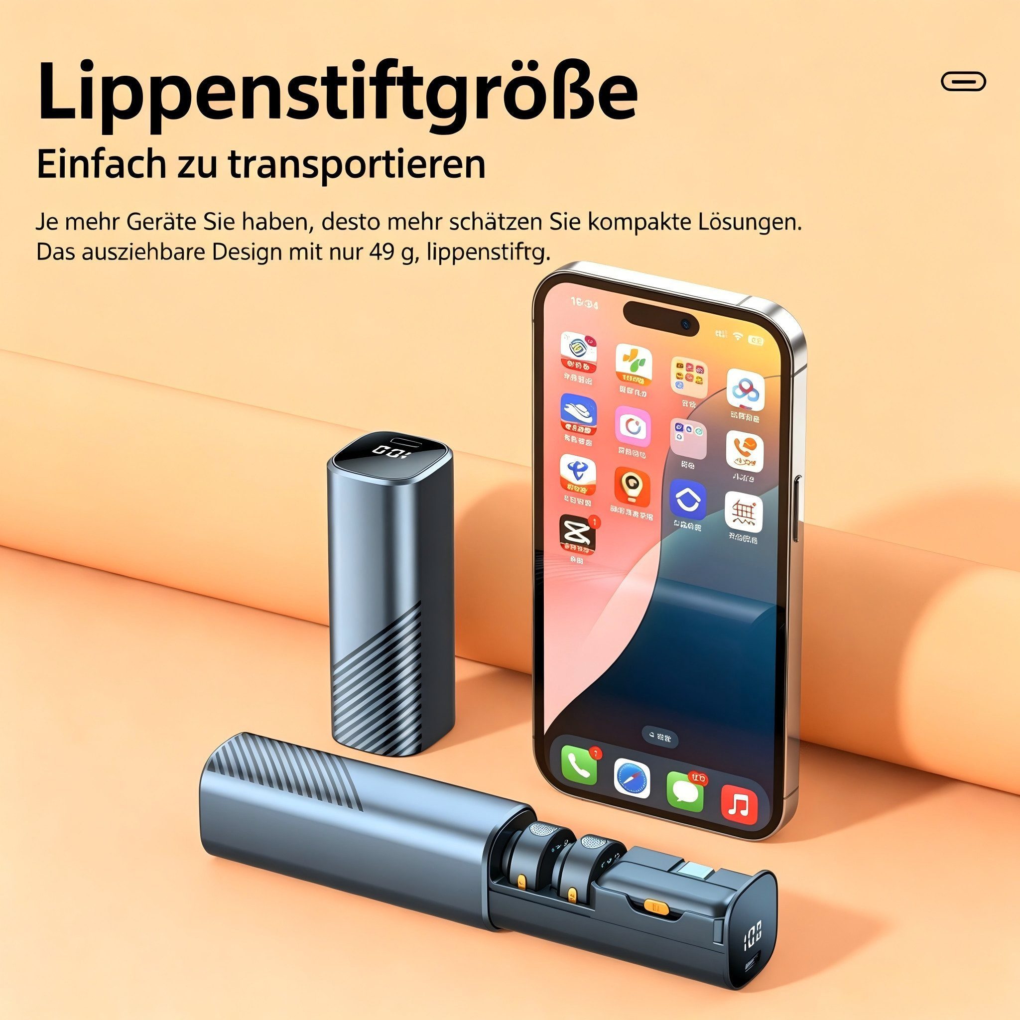 Fyrove Mikrofon Funk-Aufnahmeset, Clip-Sender für Interview und Vlog (Creator-Set, Interview-Set für Livestream, Smartphone und Kamera), 2 Sender, 2,4 GHz, – Bild 2 von 5