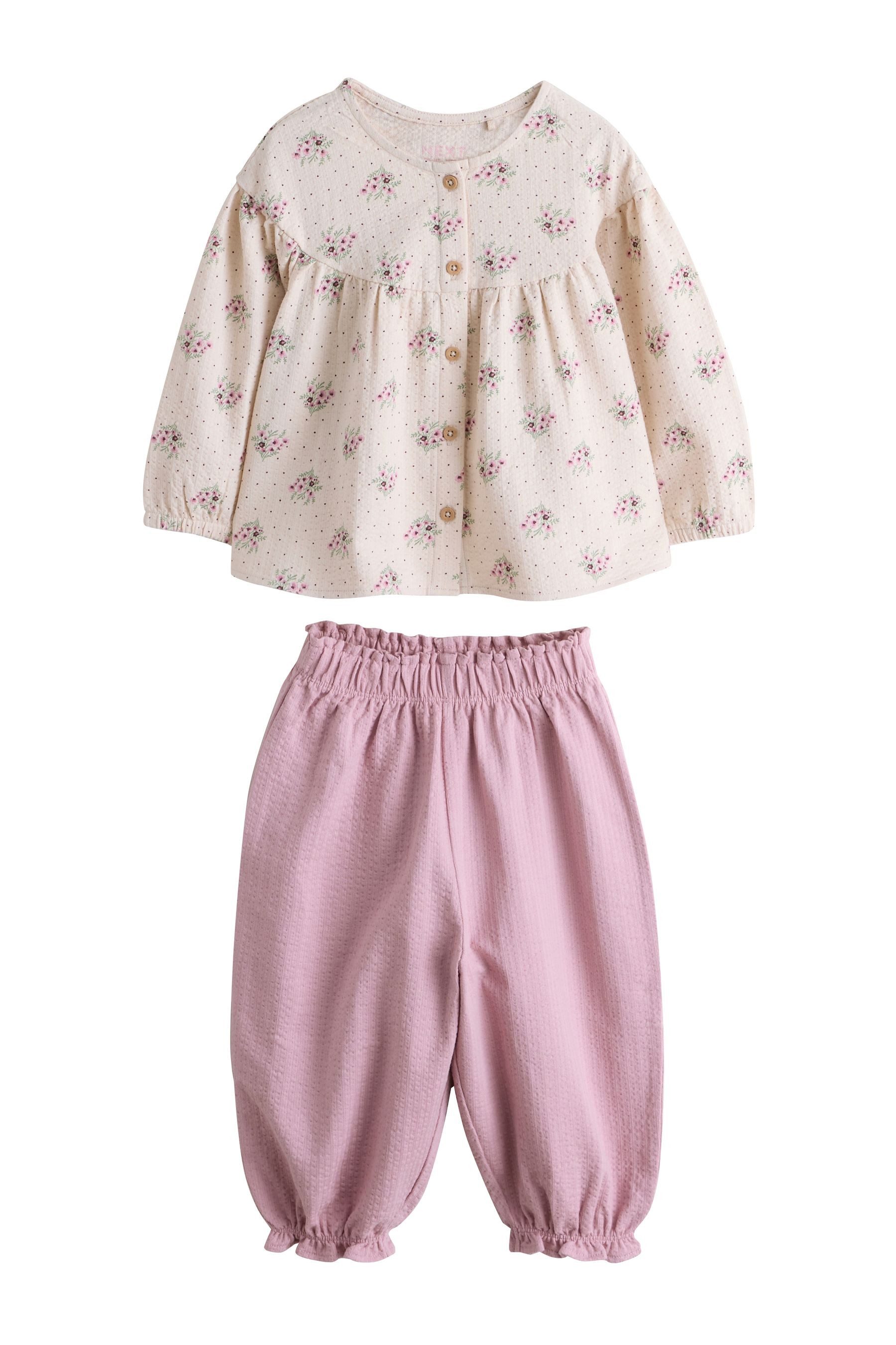 Next Langarmshirt & Hose Langärmelige Bluse und Pluderhose im Set (2-tlg)