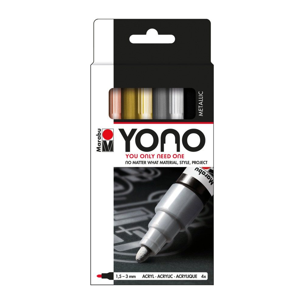 Marabu Acrylfarbe Marabu Acrylmarker Marker YONO Set Metallic 1,5-3mm 4 Teile