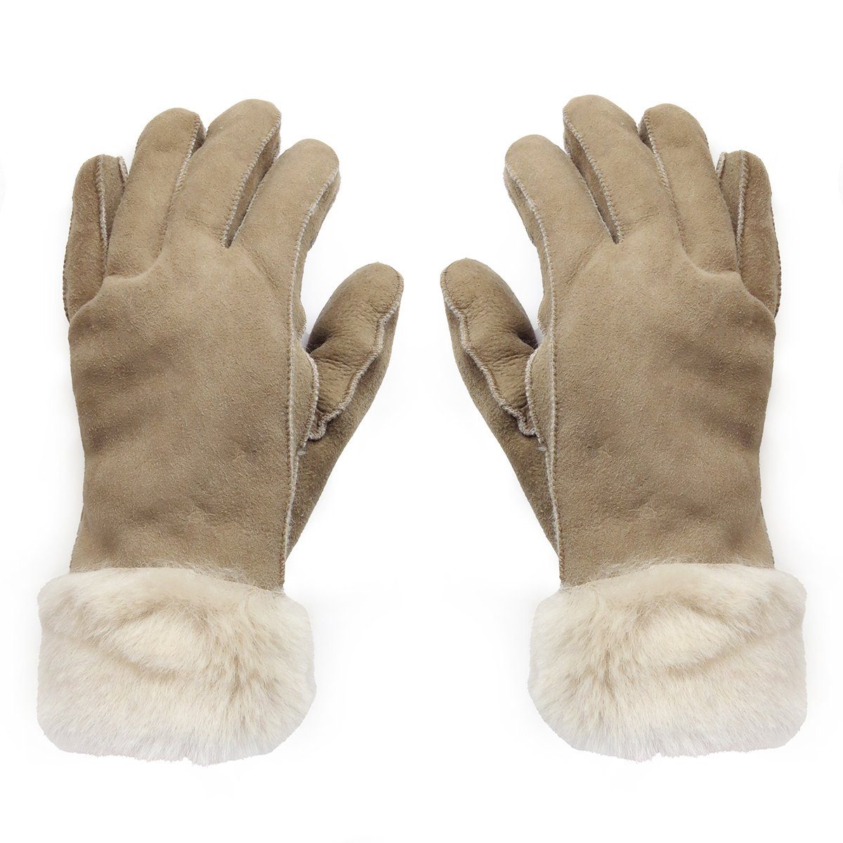 Sonia Originelli Winter-Arbeitshandschuhe Handschuhe aus Lammfell Schaffell unisex hochwertig warm Farben können abweichen, Struktur des Fells kann abweichen hellbeige