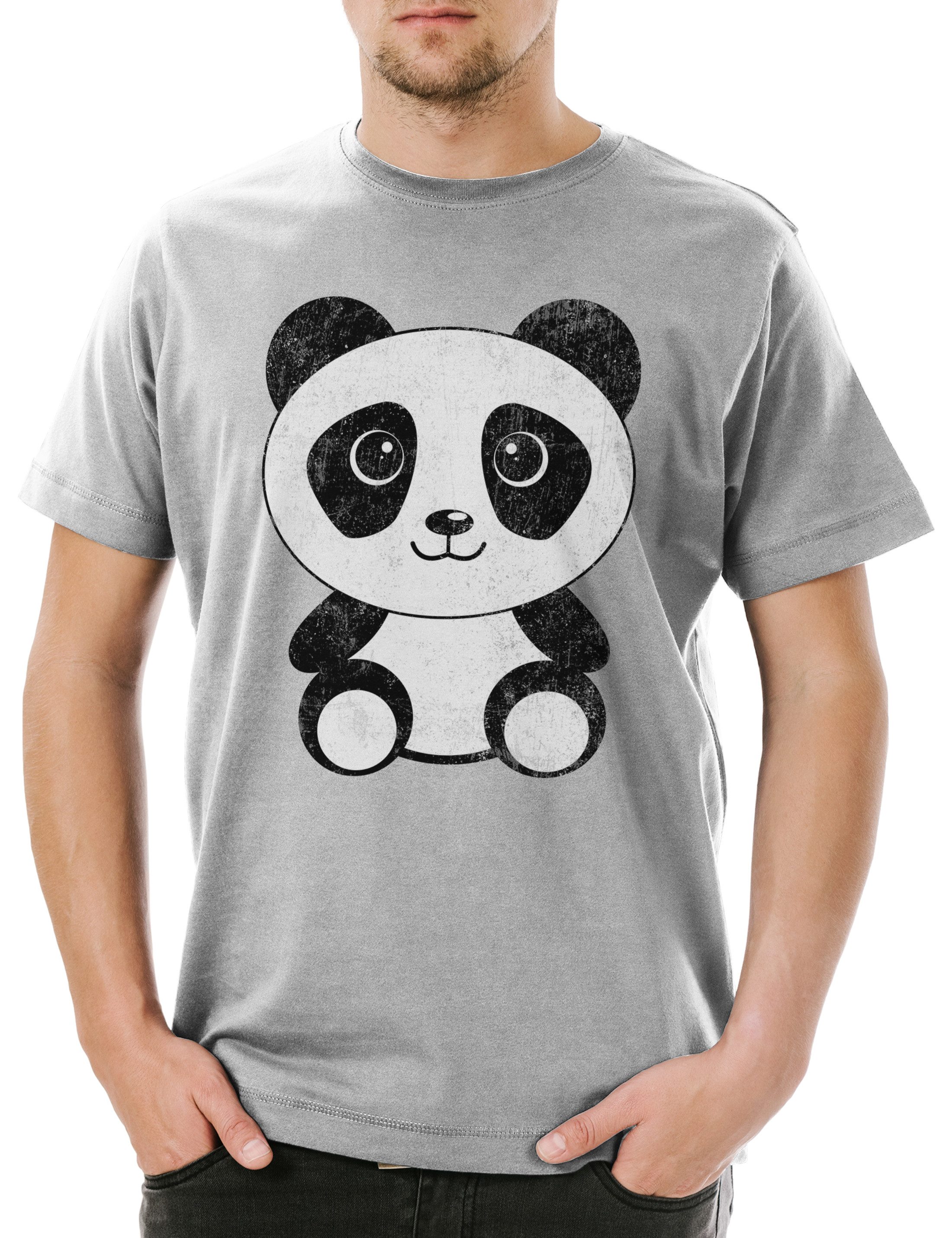 Urban Backwoods Print-Shirt Panda I Herren T-Shirt Comic Look Bear Bär Cutie Süß Cute Cartoon (1-tlg) Sweet Fun Lustig Geschenk
