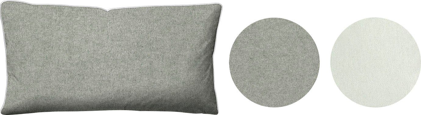 Biberna Kissenbezug Hermal Flanell mit Reißverschluss, Melange-Optik, Wendekissenbezug, (1 Stück), Feinflanell, Made in Germany zertifiziert, kuschelig weich, mit Paspel