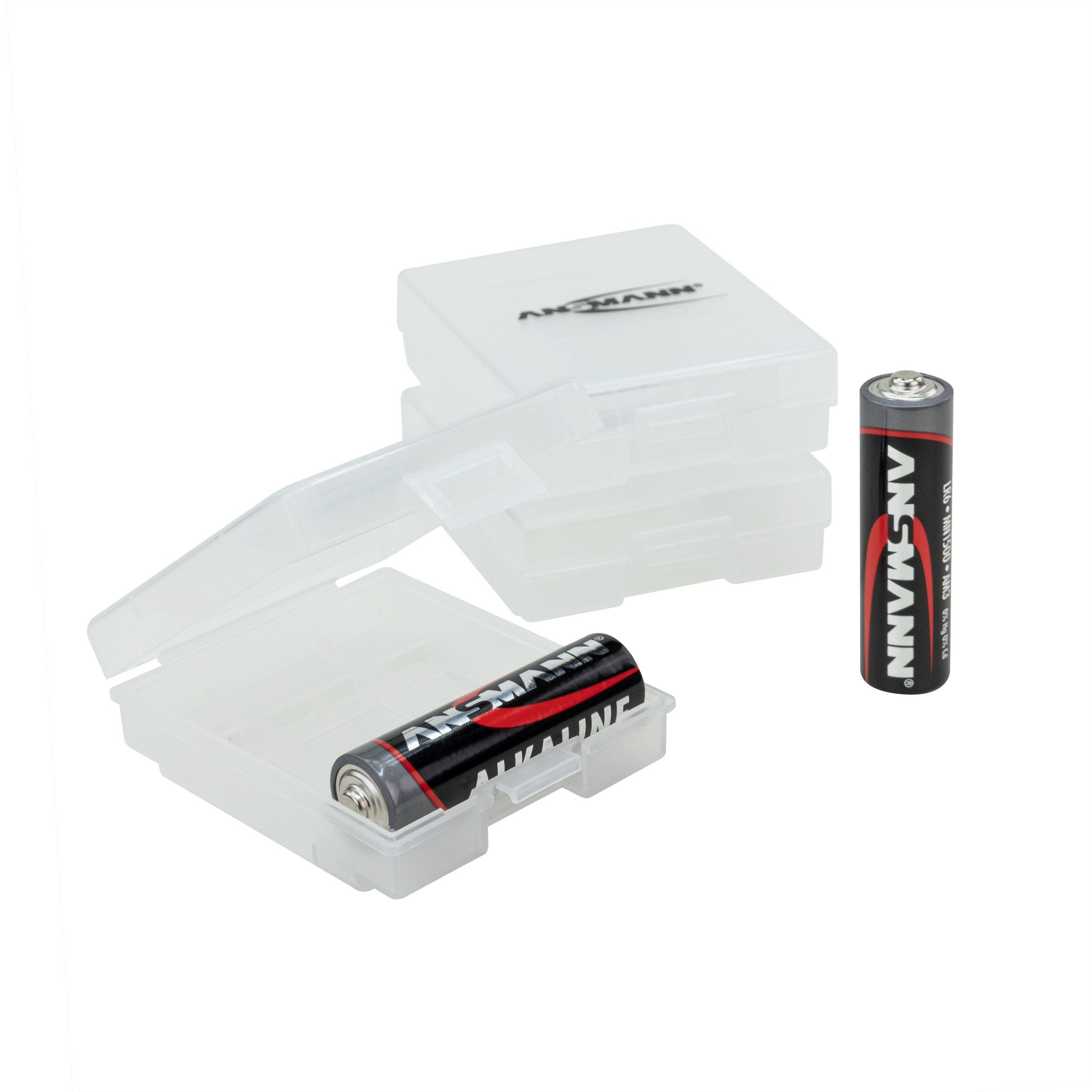 ANSMANN® 3x Batteriebox für bis zu 4 AAA & AA Akkus & Batterien - Akkubox für Schutz & Transport Akku