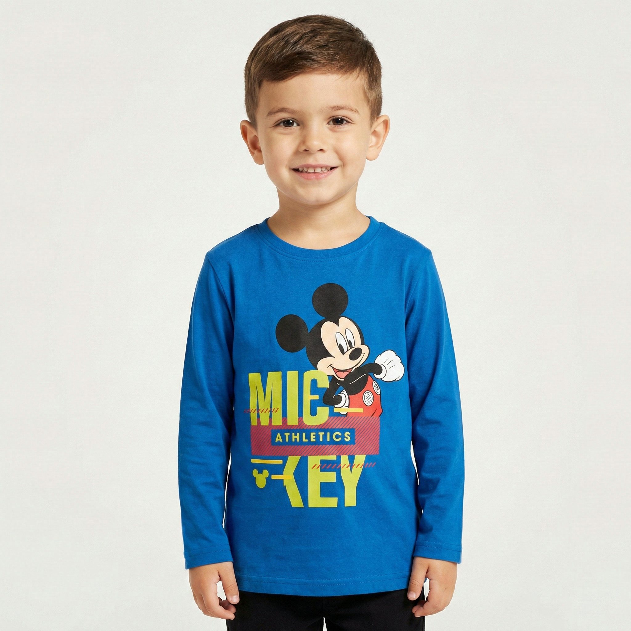 Disney Langarmshirt Disney Mickey Maus Kinder langarm T-Shirt Gr. 98 bis 128 Baumwolle