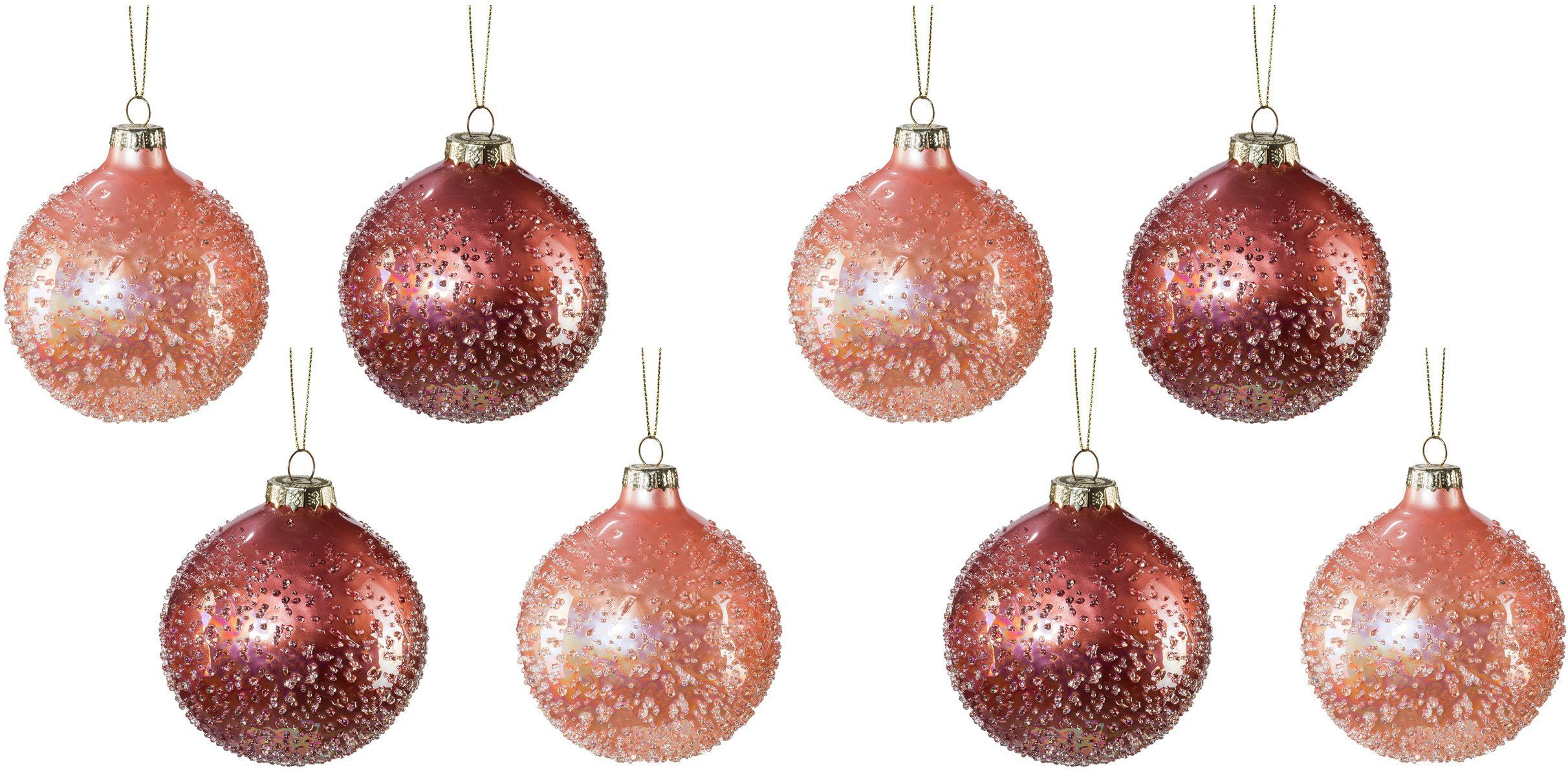 Creativ deco Weihnachtsbaumkugel Weihnachtsdeko, Christbaumschmuck, Christbaumkugeln Glas (8 St), mit Perl-Optik | Weihnachtskugeln