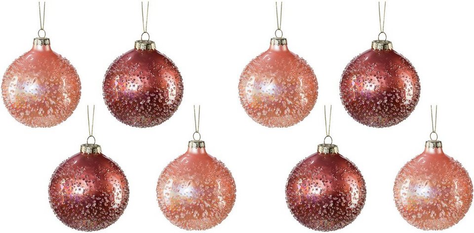 Creativ deco Weihnachtsbaumkugel Weihnachtsdeko, Christbaumschmuck, Christbaumkugeln  Glas (8 St), mit Perl-Optik, Traumhaft schöne Weihnachtsbaumkugeln