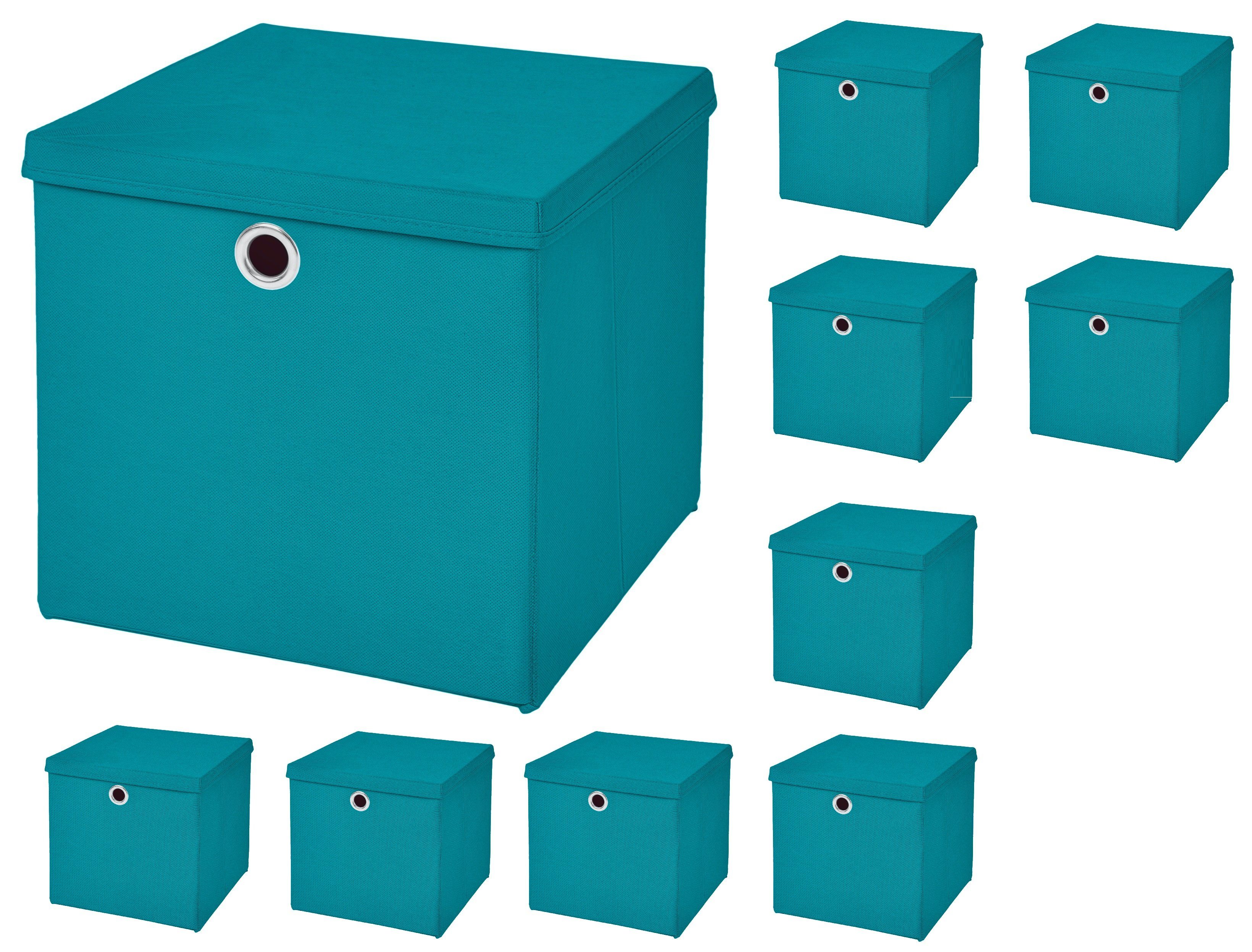 StickandShine Aufbewahrungsbox 10 Stück 33 x 33 x 33 cm Faltbox mit Deckel  Stoffbox Aufbewahrungsbox (10er SET 33x33x33) in verschiedenen Farben 33cm