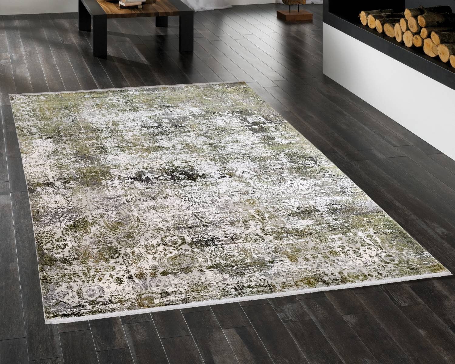 Rug Studios Teppich KARTAL CARMEN M562E, Rechteckig, Höhe: 10 mm, modern, 40 x 60 cm, Grau-Grün