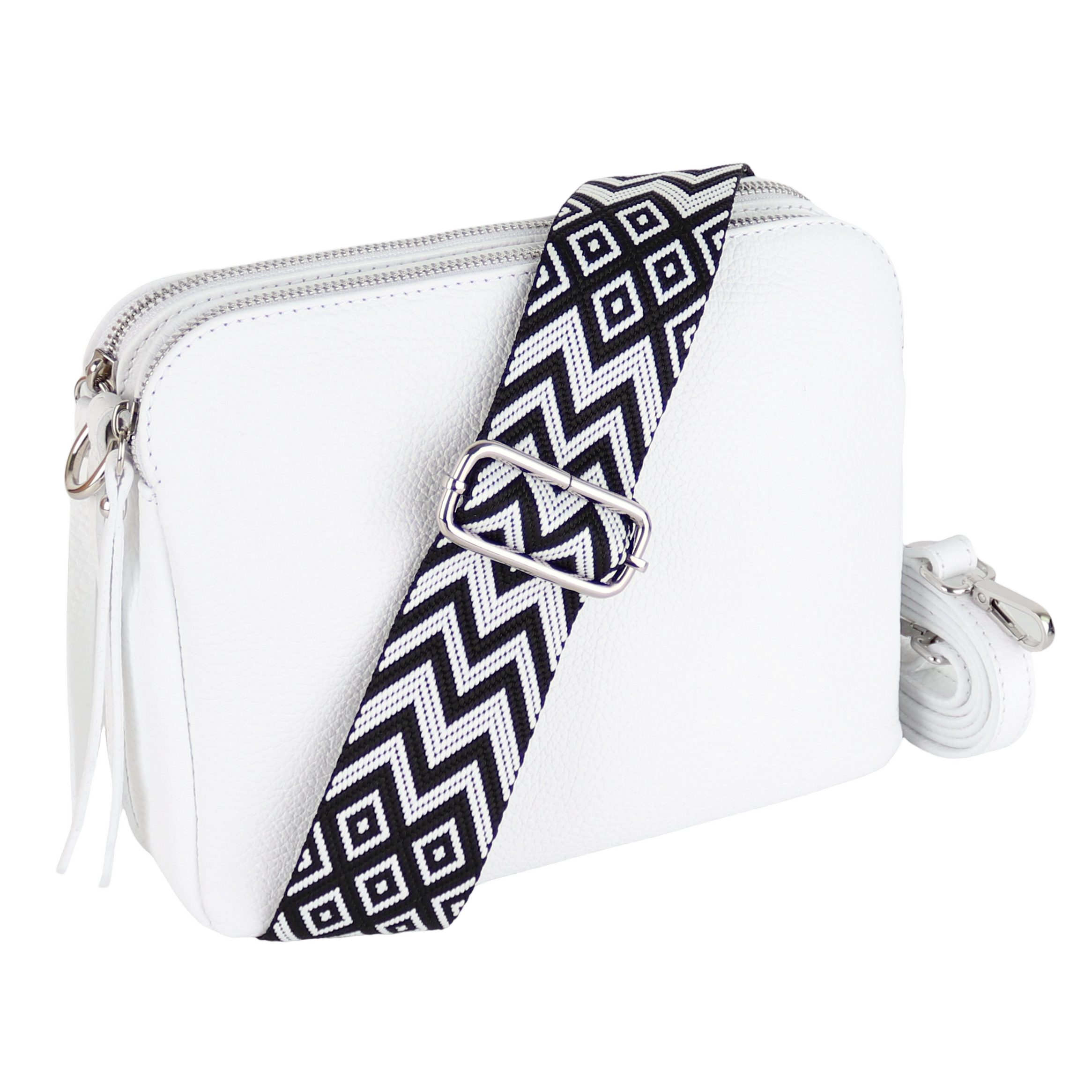 MIRROSI Schultertasche aus Echtleder, hergestellt in Italien, mit 2 Riemen (ca.24x18x9cm), Umhängetasche, Crossbody Bag, verstellbaren Schulterriemen