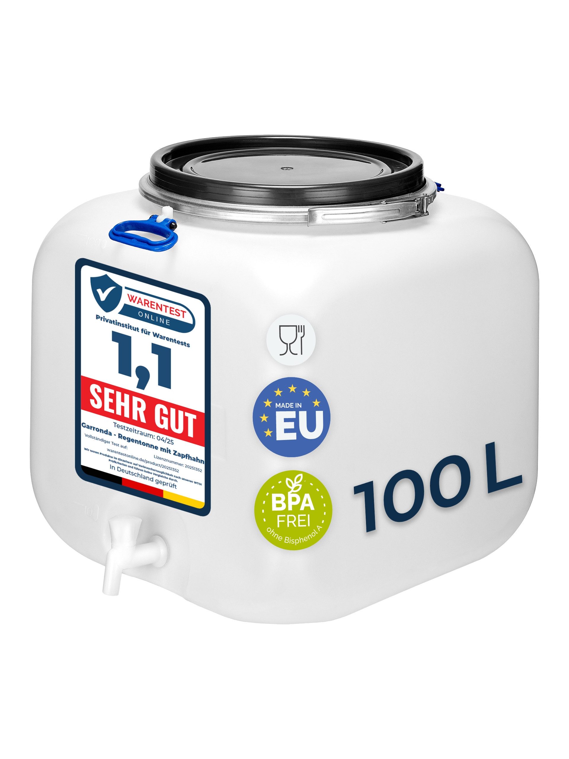 Garronda Regentonne 100L Weithalsfass mit Deckel Hahn quadratisch für Garte günstig online kaufen