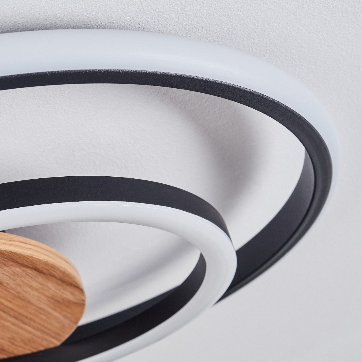 hofstein Deckenleuchte Deckenlampe aus Metall/Kunststoff in Holzoptik/Schwarz/Weiß, ohne Leuchtmittel, 3000 Kelvin, 24 Watt, 3320 Lumen, 3000 Kelvin