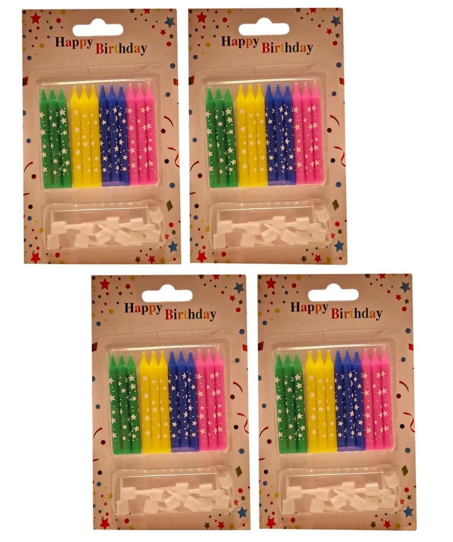 BAYLI Geburtstagskerze Tortenkerzen Set mit Haltern 48 Kerzen mit 48 x Halter - Kuchenkerzen