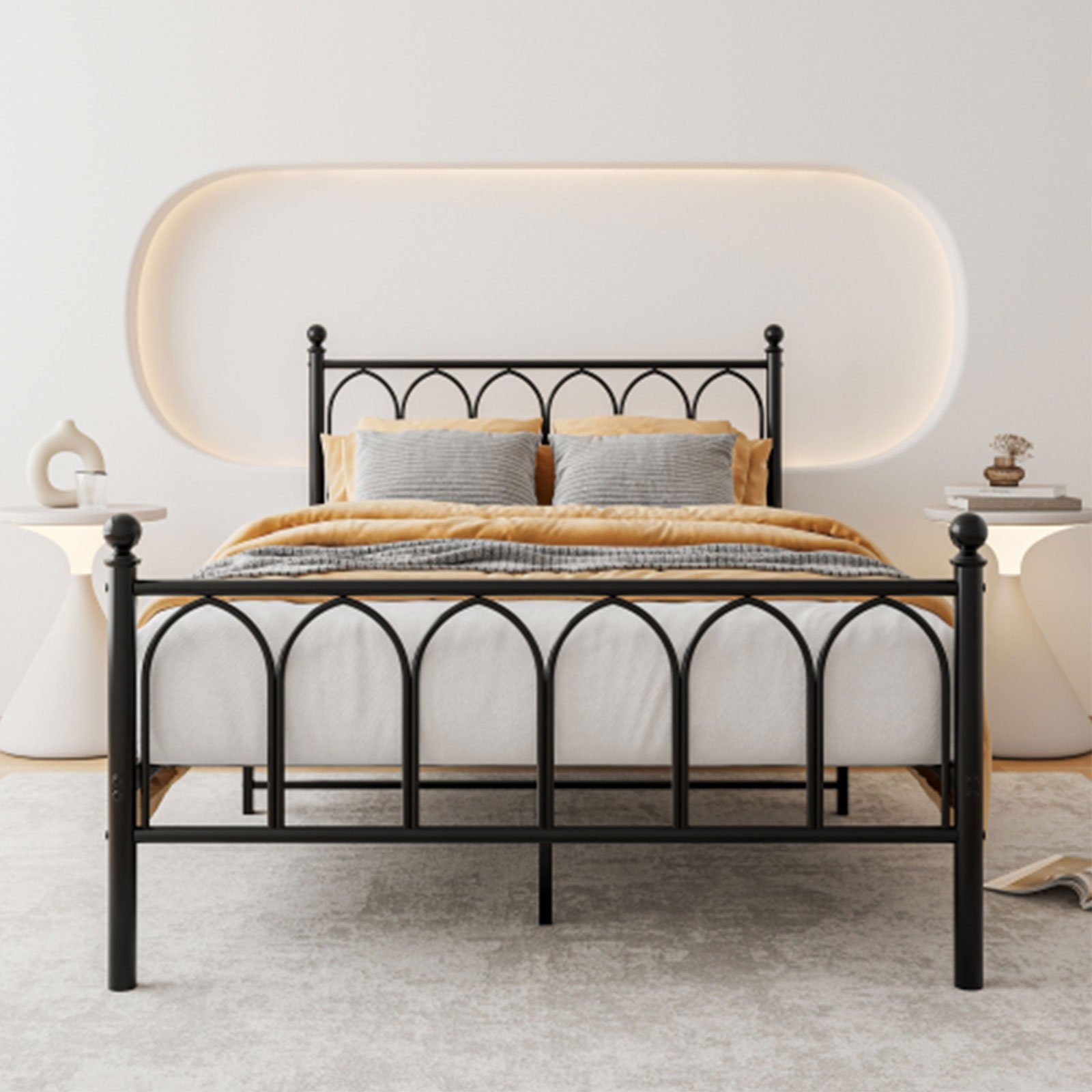 OKWISH Metallbett Metallbett Einzelbett Jugendzimmer mit Lattenrost ohne Ma günstig online kaufen