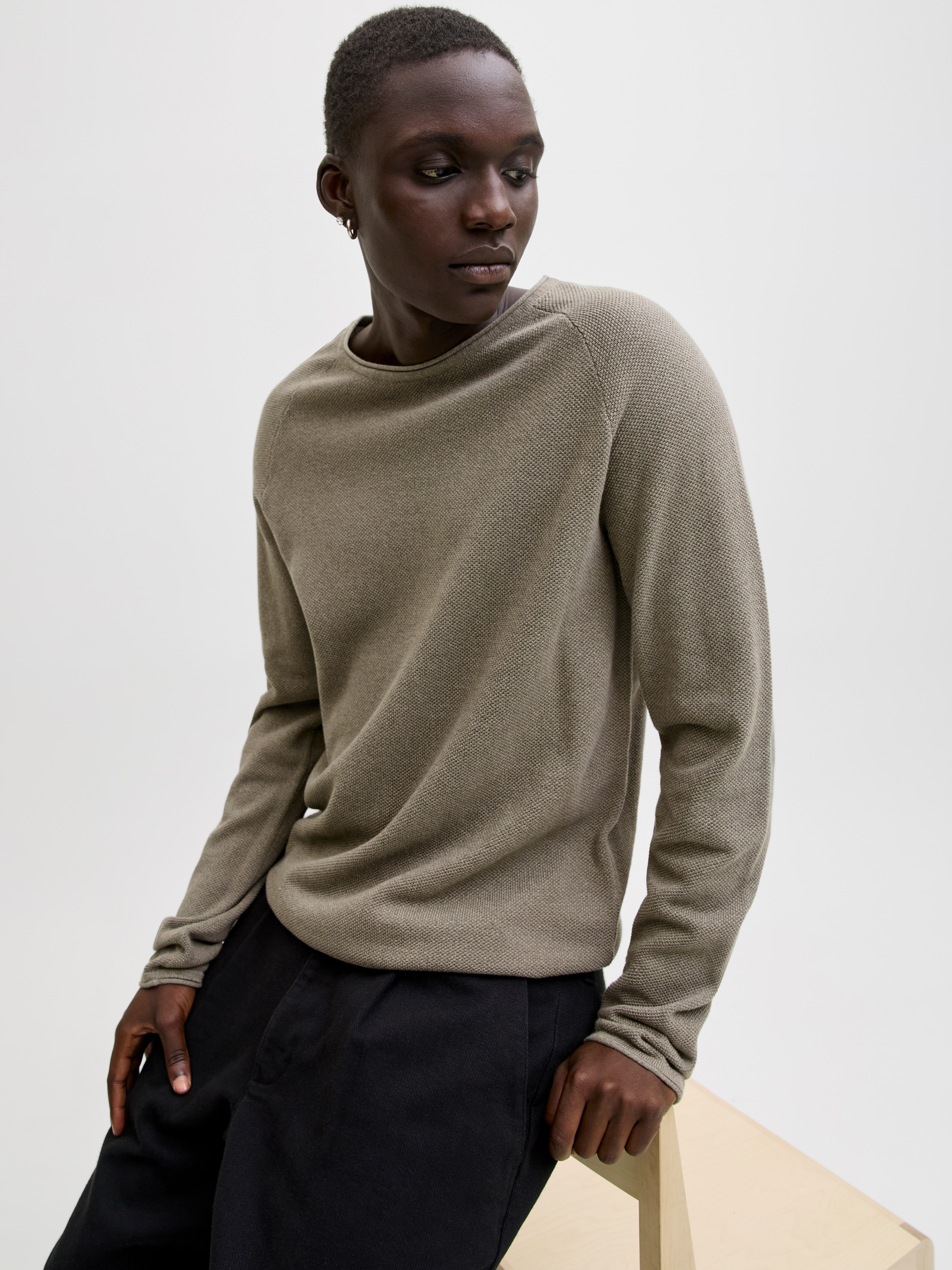 Jack & Jones Rundhalspullover JJEHILL KNIT CREW NECK NOOS Baumwolle, regular fit