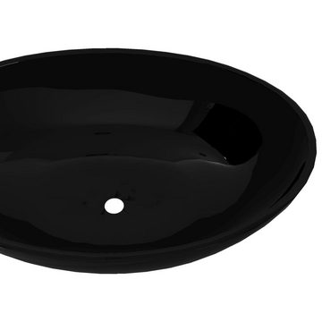 vidaXL Waschbecken Keramik Waschtisch Waschbecken Oval schwarz 40 x 33 cm