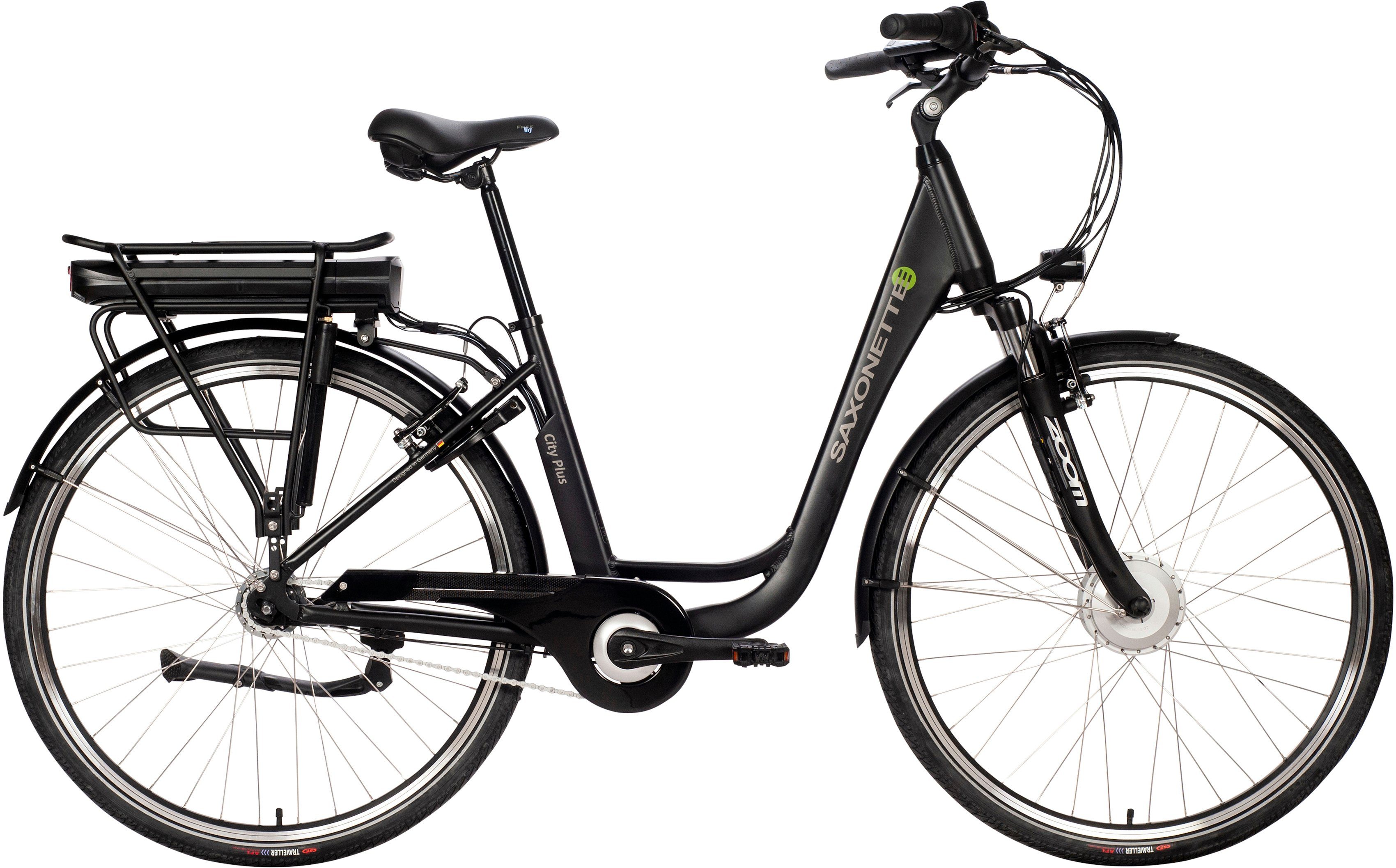 SAXONETTE E-Bike Cityrad City Plus, 7 Gang, Nabenschaltung, Frontmotor, 468 Wh, (mit Akku-Ladegerät), Pedelec, Elektrofahrrad für Damen u. Herren