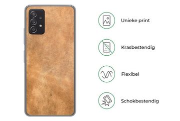 MuchoWow Handyhülle Leder - Strukturiert - Lederoptik - Braun, Phone Case, Handyhülle Samsung Galaxy A53, Silikon, Schutzhülle