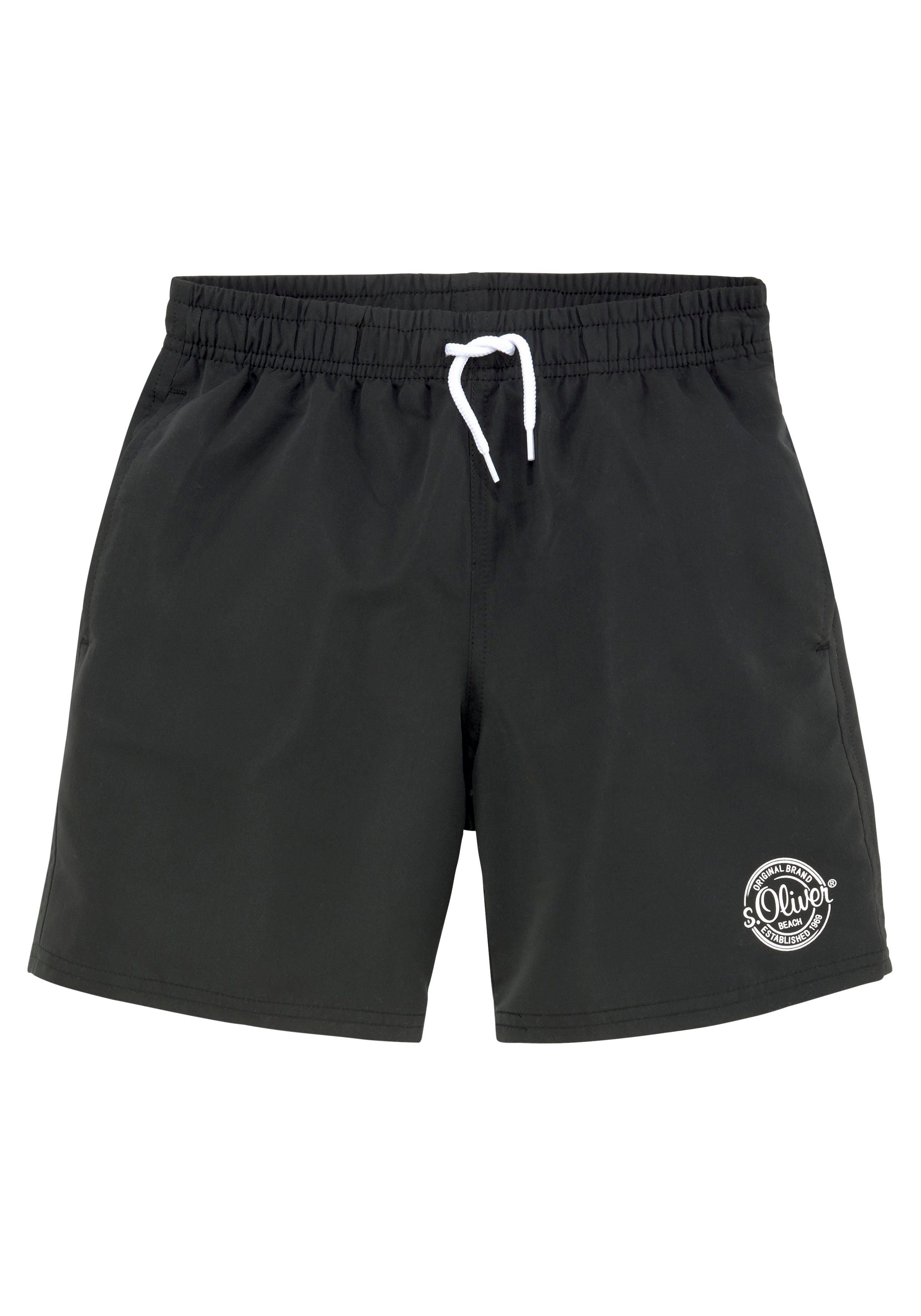 s.Oliver Badeshorts mit seitlichem Logodruck schwarz