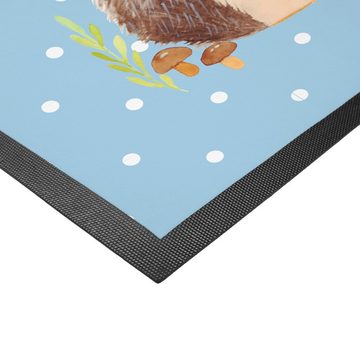 Fußmatte Igel mit Federkopfschmuck - Blau Pastell - Geschenk, Haustürmatte, Ti, Mr. & Mrs. Panda, Höhe: 0.5 mm