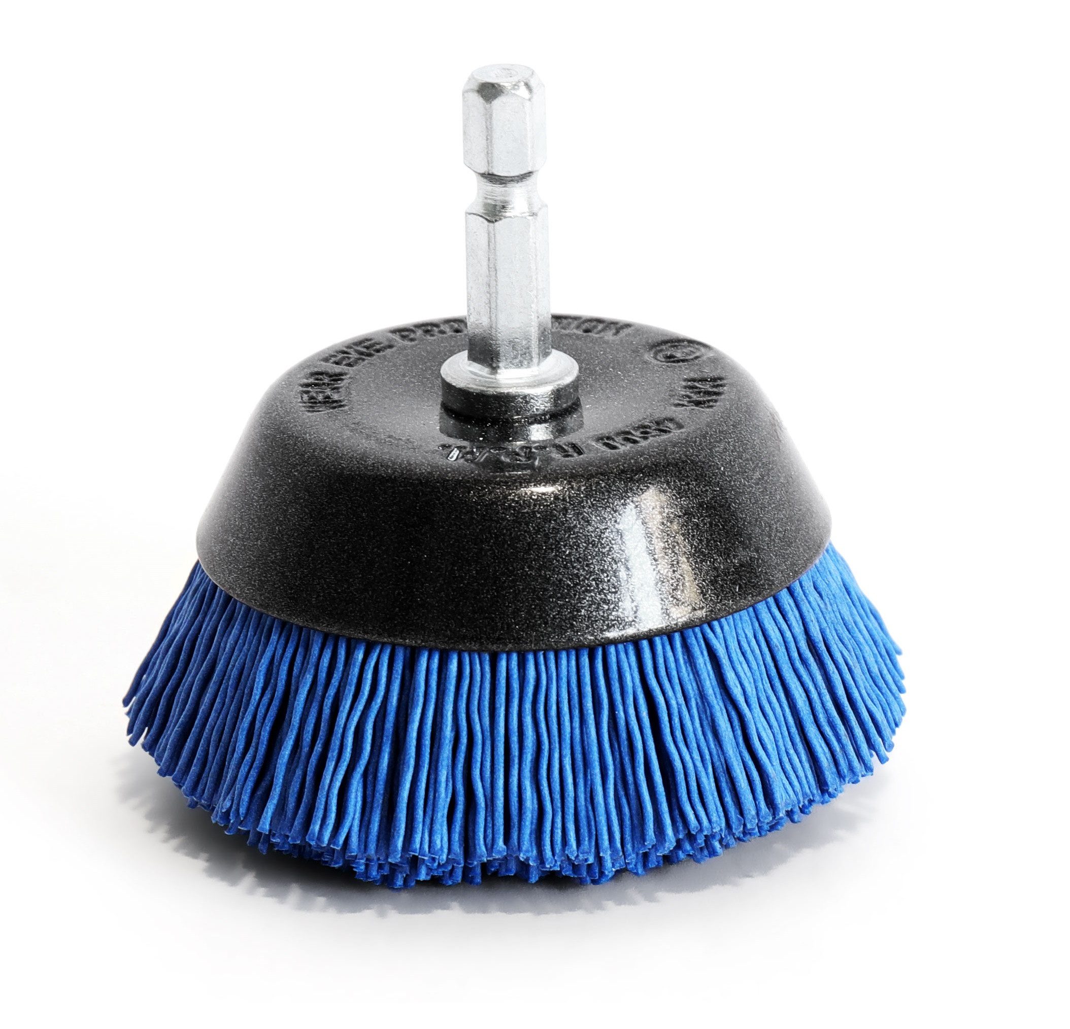 S&R Reinigungsbürste Topfbürste Nylon feinkörnig Ø 65mm Sechskant Schaft 1/4" (6,35 mm), (1-tlg), Bürste für Bohrmaschine, Drahtbürste mit Feinkörnigem Nylondraht