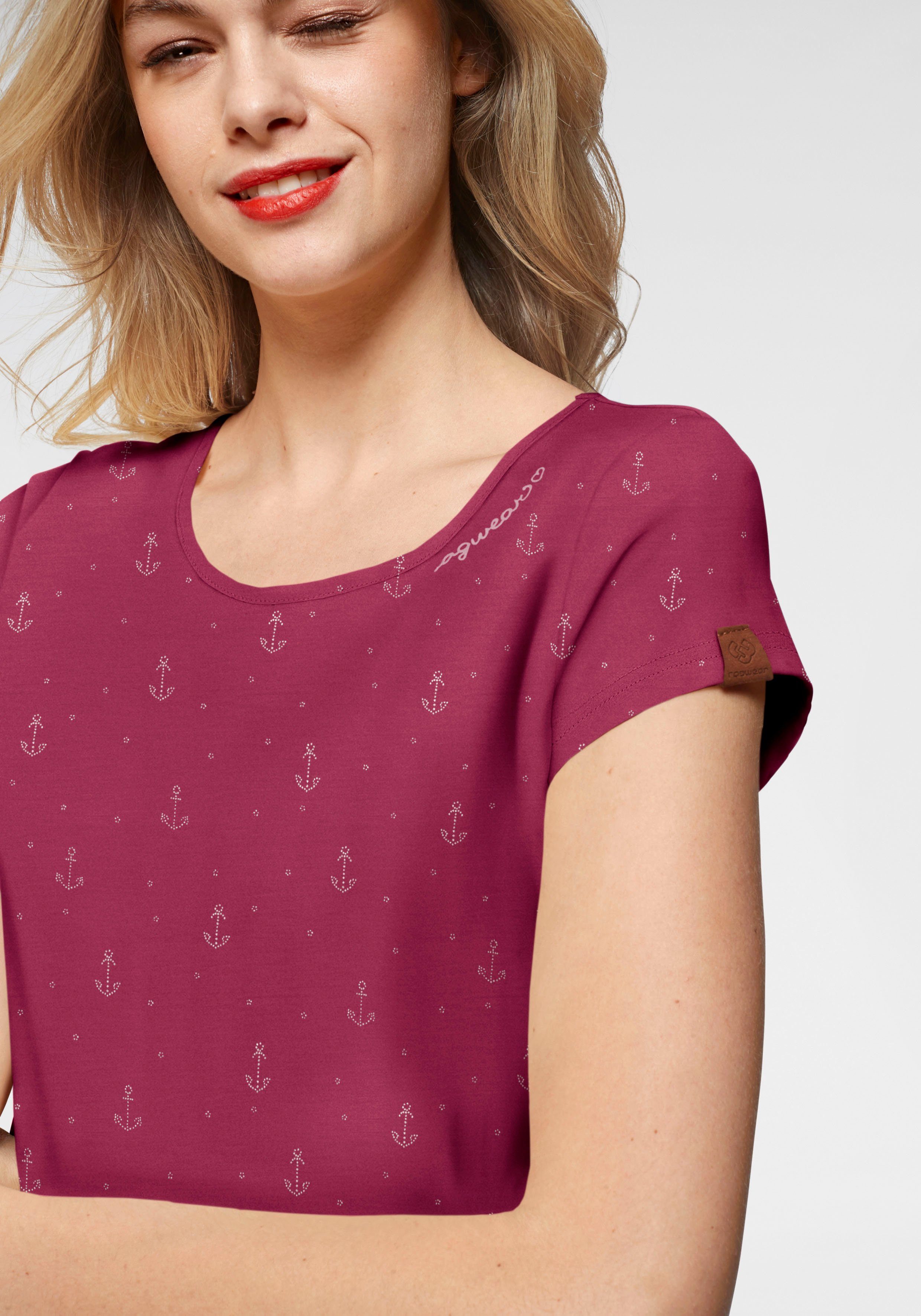 Ragwear T-Shirt FLORAH A ORGANIC O mit maritimen Anker-Allover-Druck