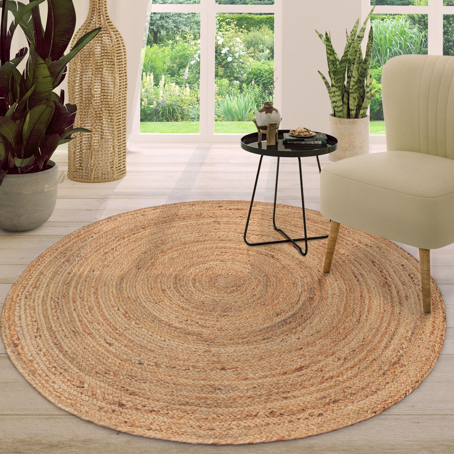 Teppich Wohnzimmer Teppich Boho, 13 Höhe: rund, Modern Home, mm TT Rund Jute