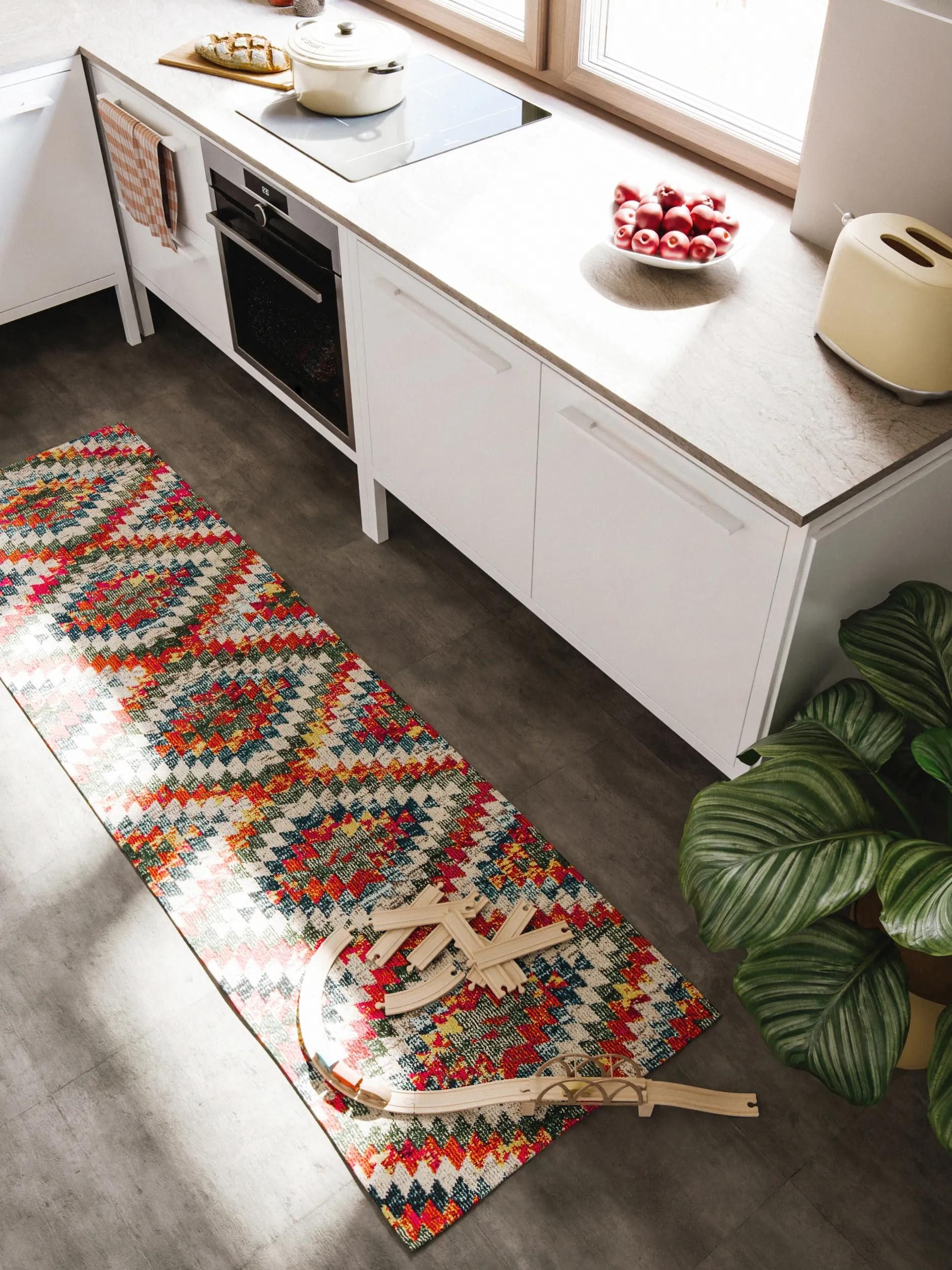 benuta Teppich Casa, rechteckig, Höhe: 11 mm, Teppich Wohnzimmer, Esszimmer, Schlafzimmer, Flur, Farbenfroh, Retro
