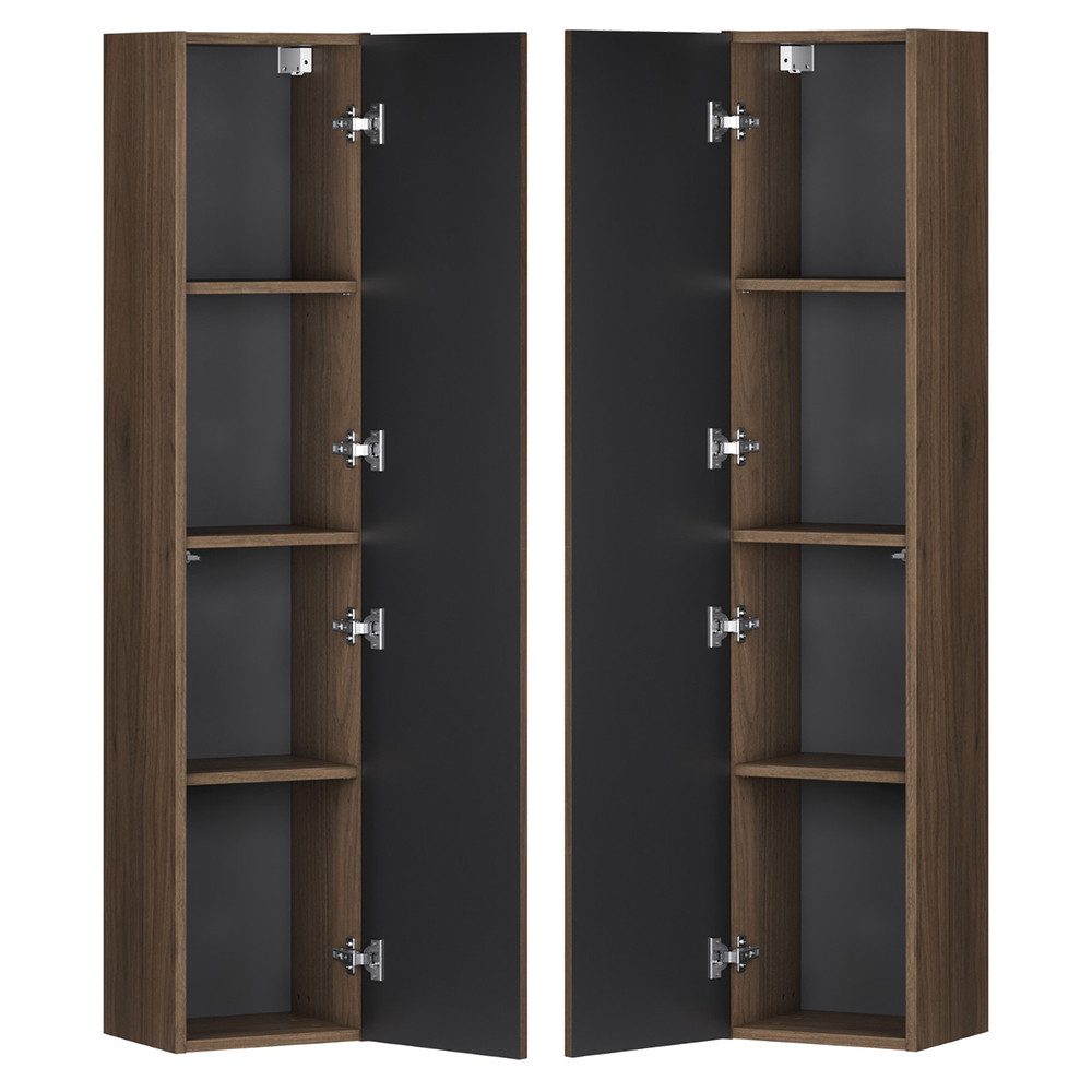 Lomadox Hochschrank TEMUCO-56-WALNUT in Walnuss mit Rahmenfräsung, 30 cm breit, grifflos – Bild 4 von 5