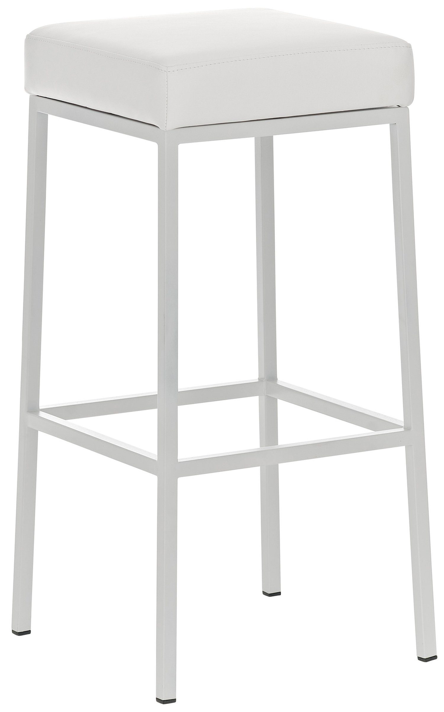 TPFLiving Barhocker Tresenhocker Montana-W hochwertiger Gestell Sitzfläche: Weiß und Theke Hocker Küche), für weiß & - Kunstleder (mit Metall Fußstütze Polsterung - 