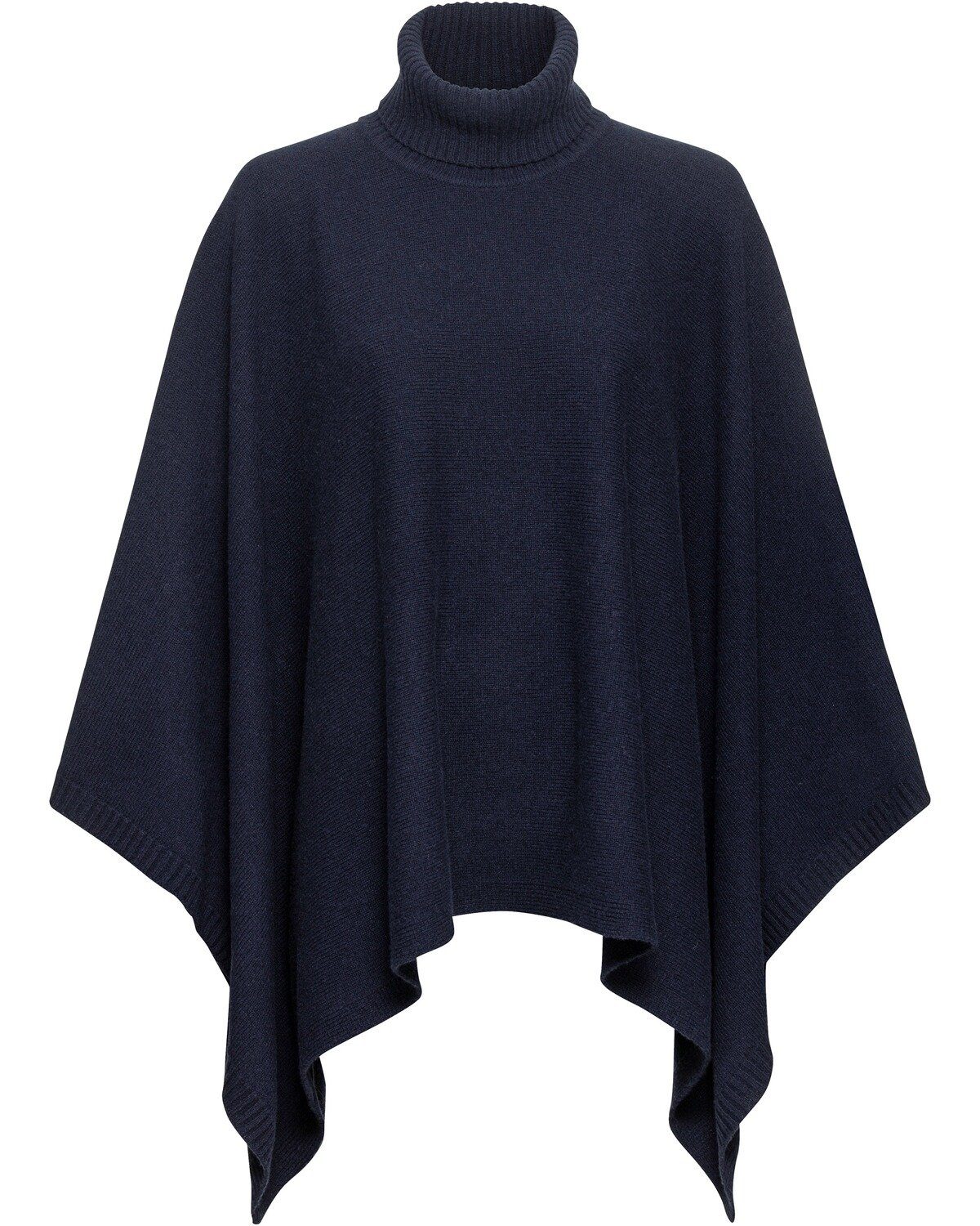 Highmoor Poncho Strickponcho mit Rollkragen Navy