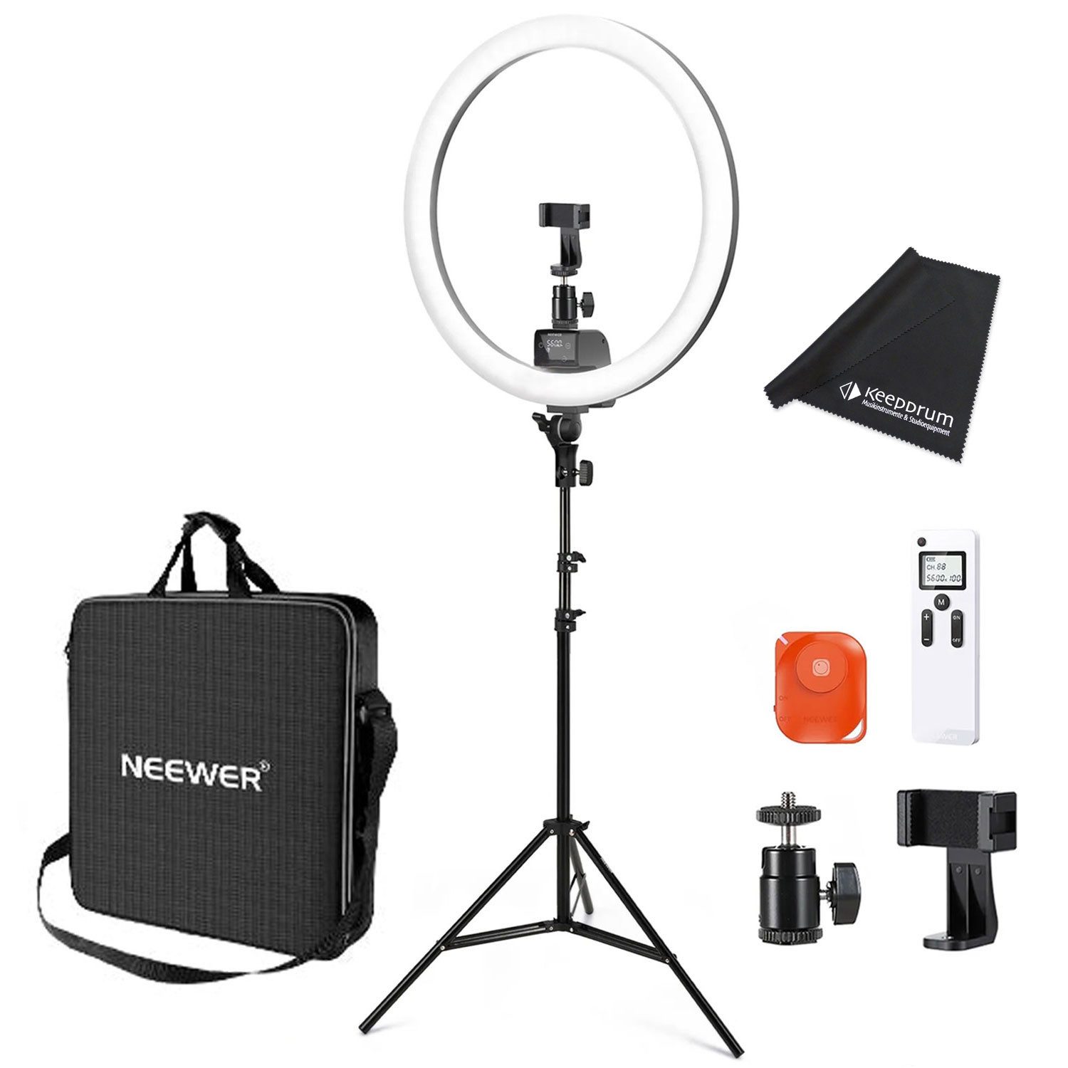 Neewer Videoleuchte Neewer Ringlicht SRP18-2.4G LED-Leuchte mit Fernbedienung und Tuch, Vorteils-Set mit Mikrofasertuch