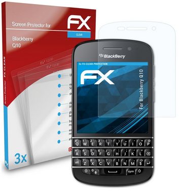 atFoliX Schutzfolie Displayschutz für Blackberry Q10, (3 Folien), Ultraklar und hartbeschichtet