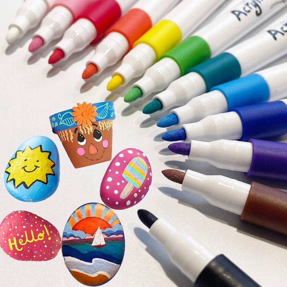 R2 Invest Marker Acrylmarker 24 Farben wasserbasiert für DIY Malen Basteln und Deko, (24-tlg)