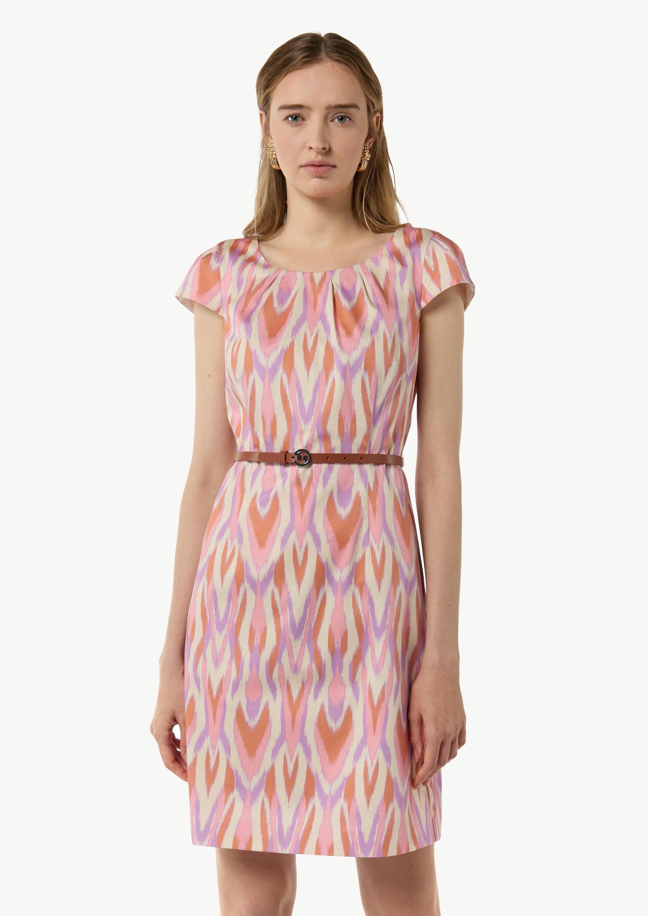 comma Minikleid Kleid Gemustertes Etuikleid mit abnehmbarem Gürtel