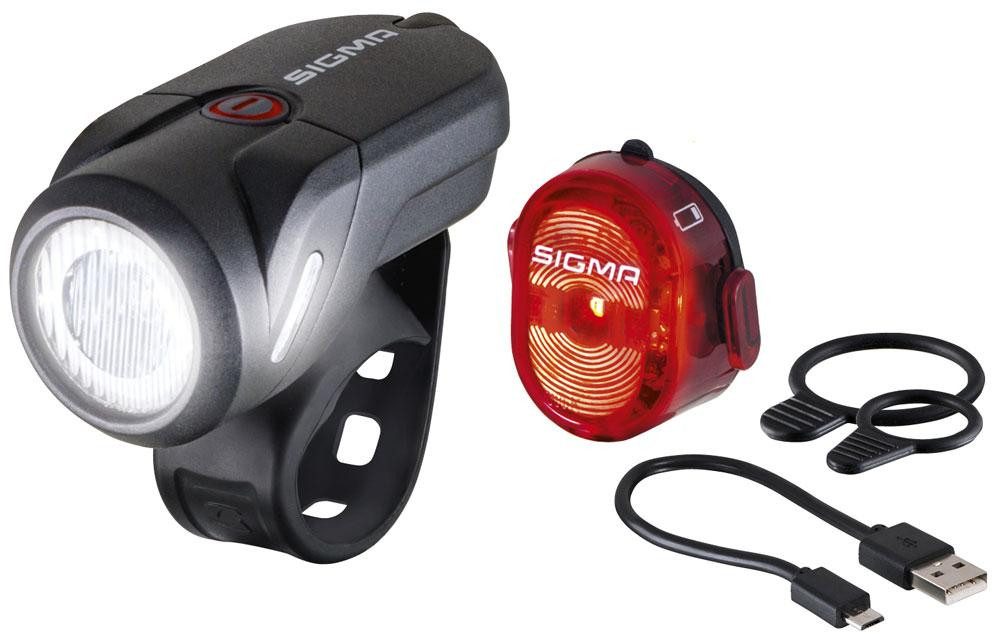 SIGMA Fahrradbeleuchtung Sigma Akku-LED-Beleuchtungsset Aura 35 USB (35 Lux/45 m, 2 Modi, Micro